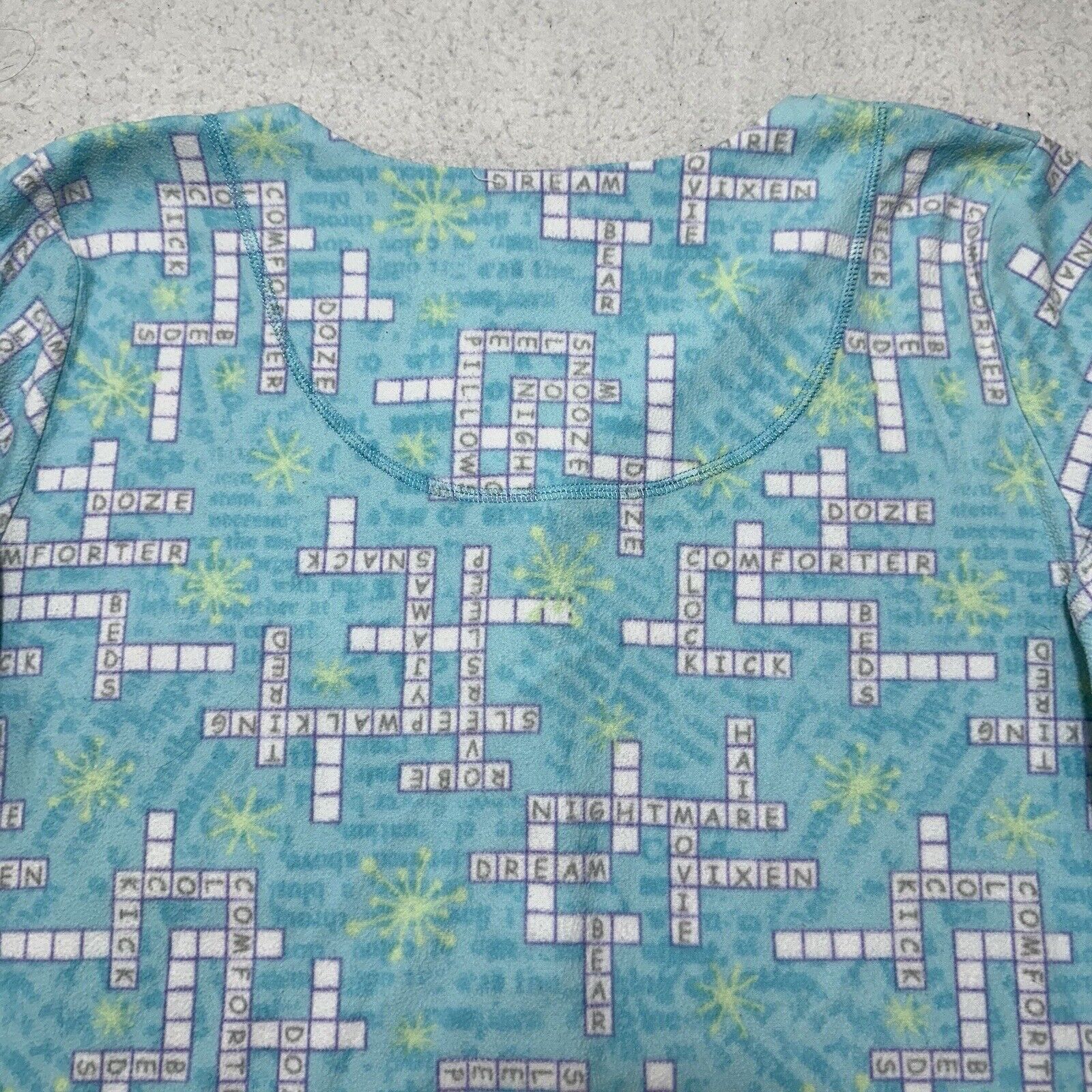 Other Adonna XL Button Down Fleece Shirt Crossword Puzzle Top Blue Size XL / US 12-14 / IT 48-50 - 10 Thumbnail