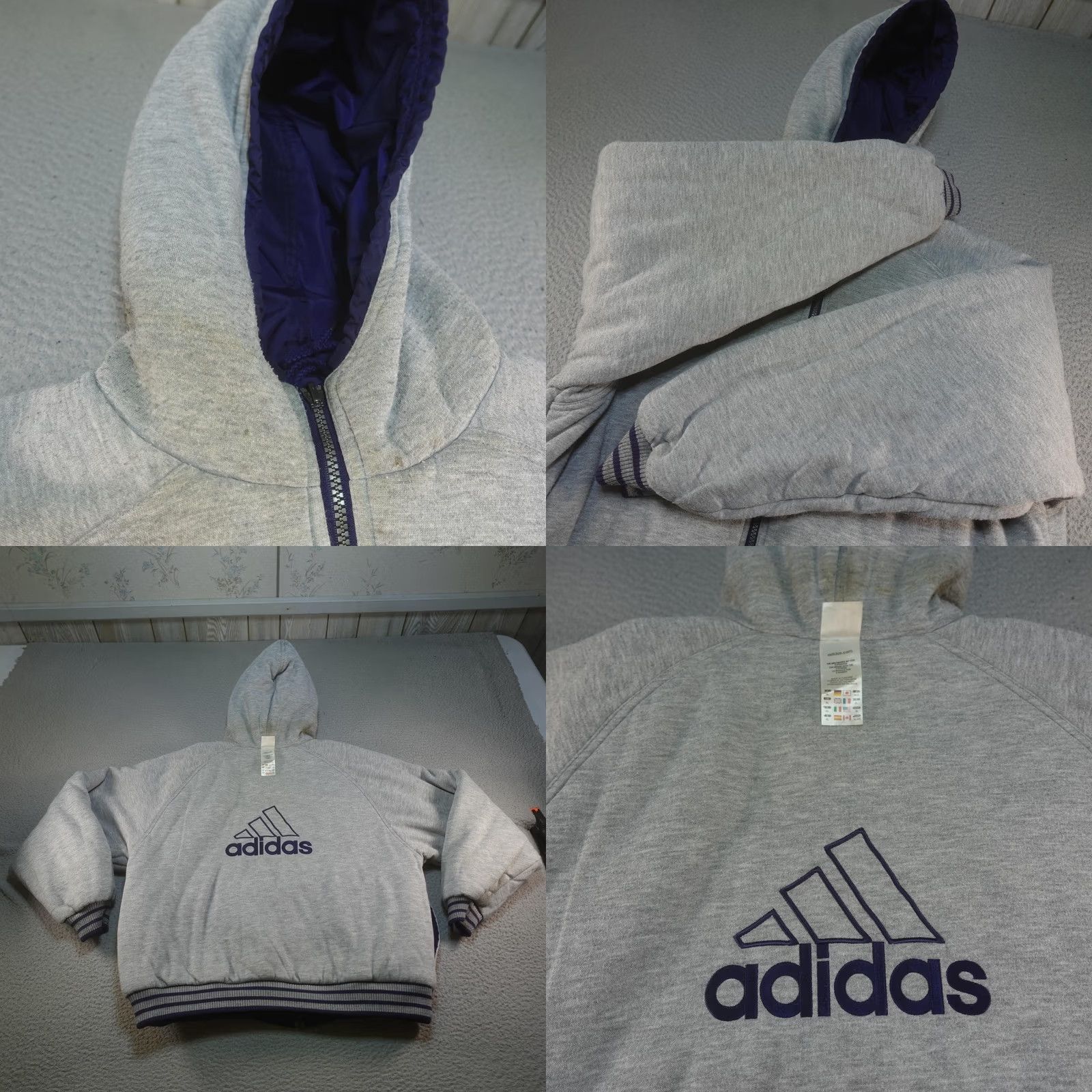 Adidas VINTAGE Adidas Jacket Mens XL Purple Gray Reversible Y2K Track Bomber Fleece Size US XL / EU 56 / 4 - 10 Thumbnail