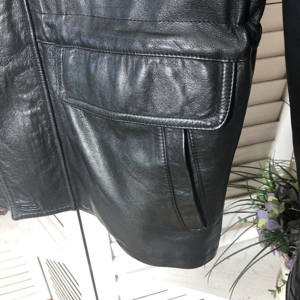 Vintage Italian leather moto jacket coat black genuine leather L Size US L / EU 52-54 / 3 - 4 Thumbnail