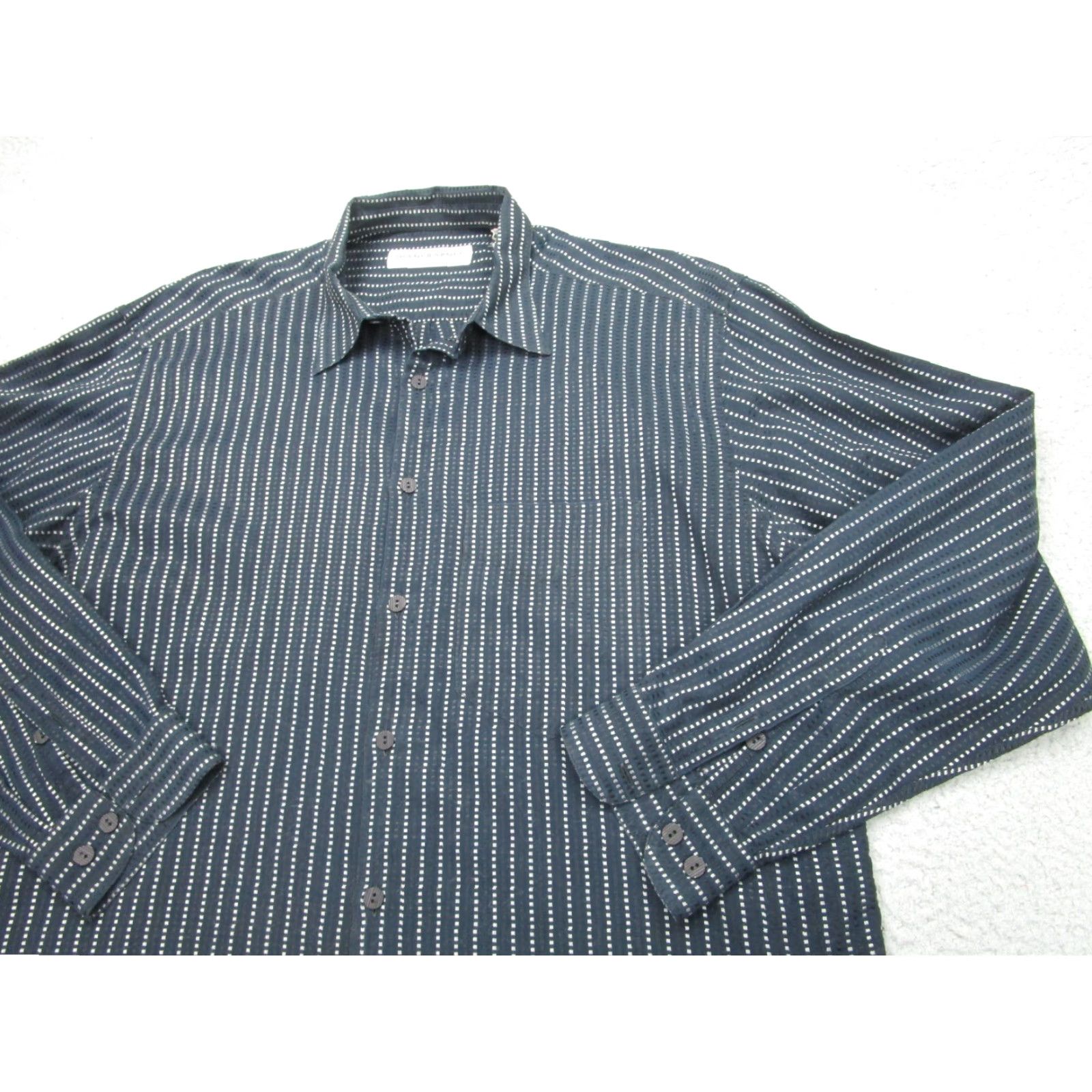 Vintage VINTAGE Jhane Barnes Long Sleeve Button-Up Shirt Mens XL Black Striped 90s Size US XL / EU 56 / 4 - 2 Thumbnail