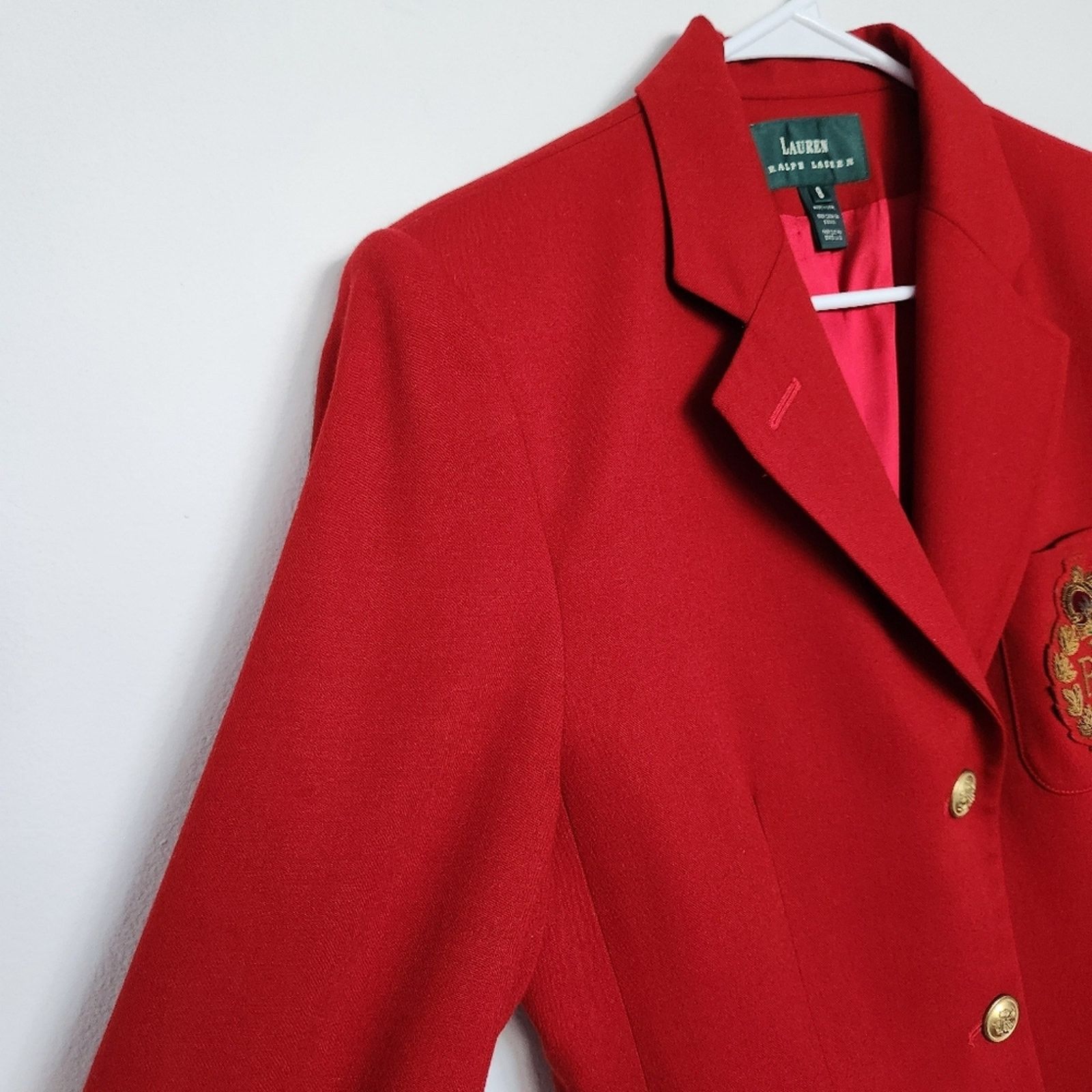 Lauren Ralph Lauren Lauren Ralph Lauren Crested Wool Blazer Red 8 Preppy 90s Size M / US 6-8 / IT 42-44 - 5 Thumbnail
