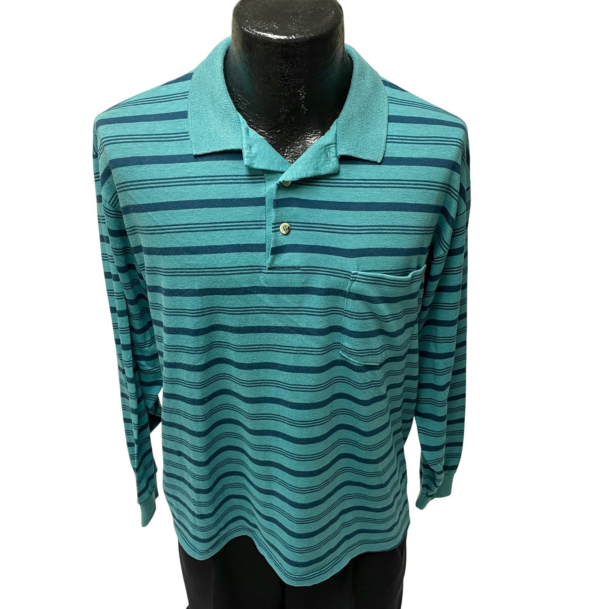 Puritan Vtg Puritan STRIPE Long Sleeve POLO SURFER Shirt Size US M / EU 48-50 / 2 - 1 Thumbnail