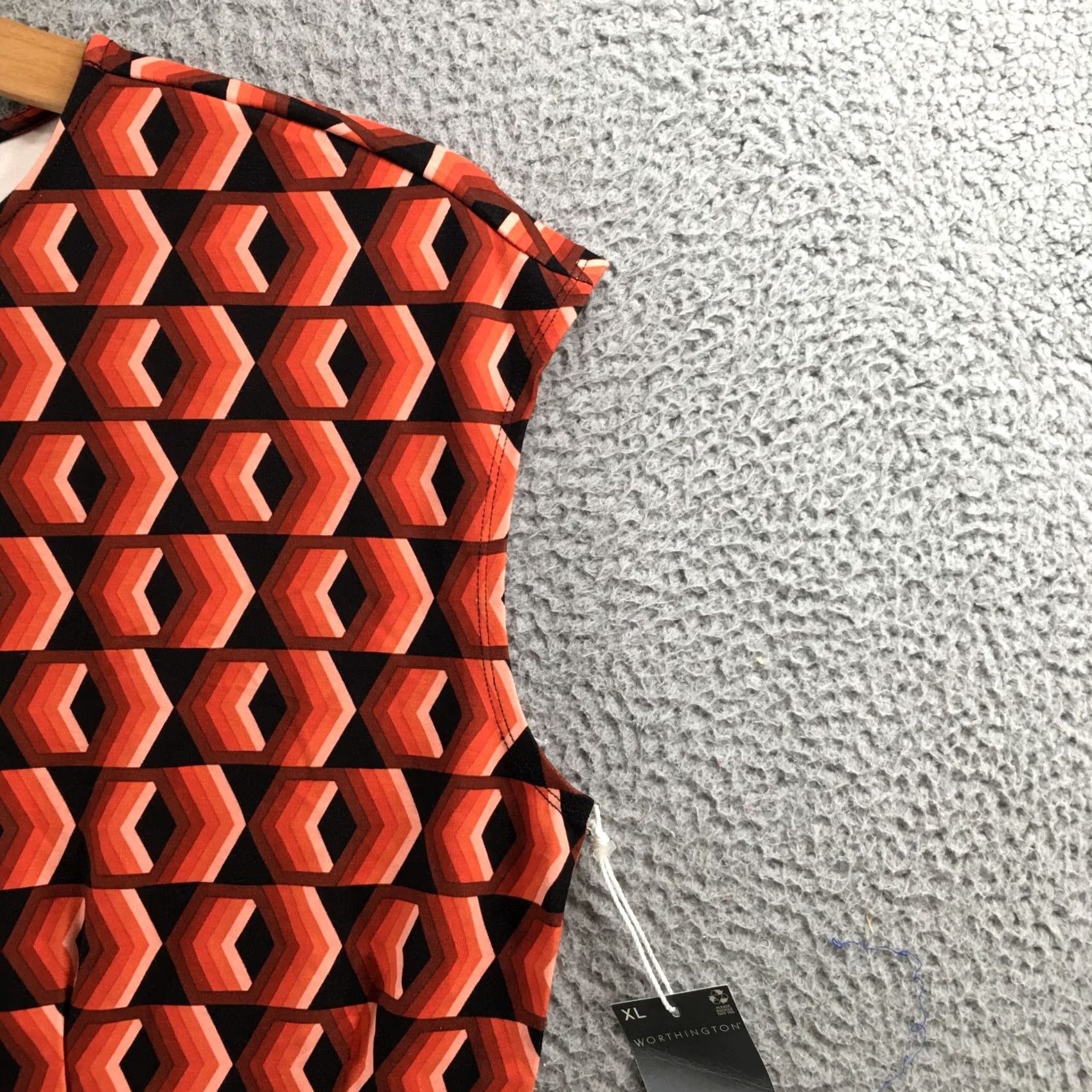 Worthington Worthington Blouse Top Womens XL Multi Geometric Print Short Sleeve Pullover NEW Size XL / US 12-14 / IT 48-50 - 4 Thumbnail