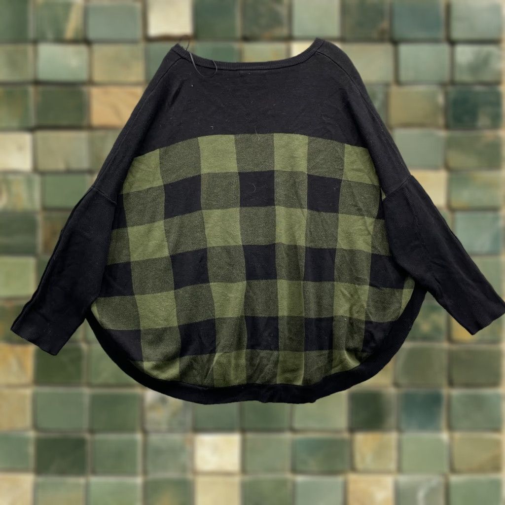 Vintage Joseph A. Sweater Top Women's 2X Cape Plaid Corpcore Fall Preppy Career Travel 90s Green Size XXL / US 16-18 / IT 52-54 - 1 Thumbnail