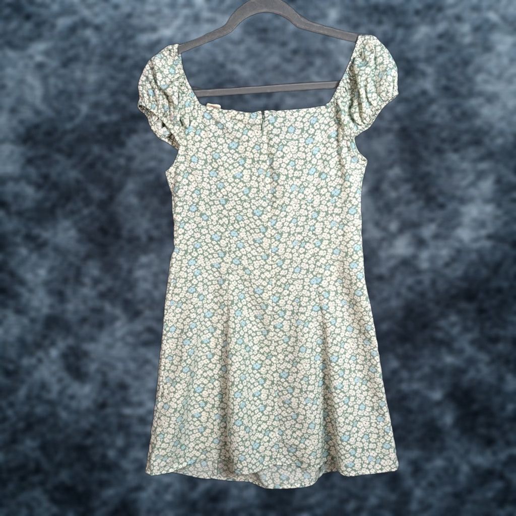 Levi's Levi's Womens XS Green & White Floral Print Dress W/ Puff Sleeves & Tie Front - Casual, A-Line, Mini - XS - Green - Floral - Spring & Summer - Women Size XS / US 0-2 / IT 36-38 - 1 Thumbnail