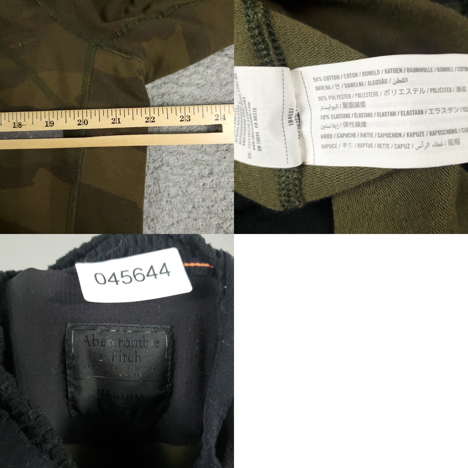 Abercrombie & Fitch Abercrombie & Fitch Men's Medium Green Camouflage Zip Hoodie Sweatshirt Size US M / EU 48-50 / 2 - 8 Thumbnail