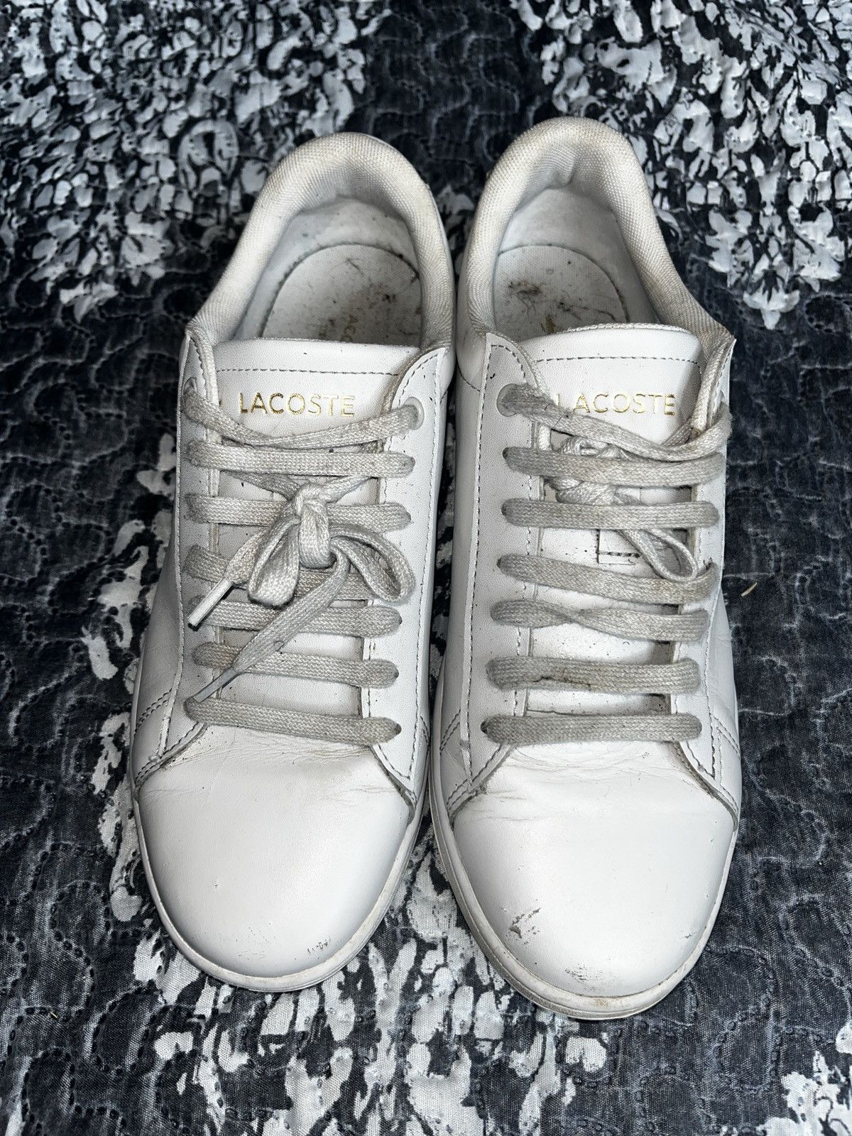 Lacoste Lacoste Men's White Leather Logo Lace Up Sneakers US Size 9 Size US 9 / IT 39 - 2 Thumbnail