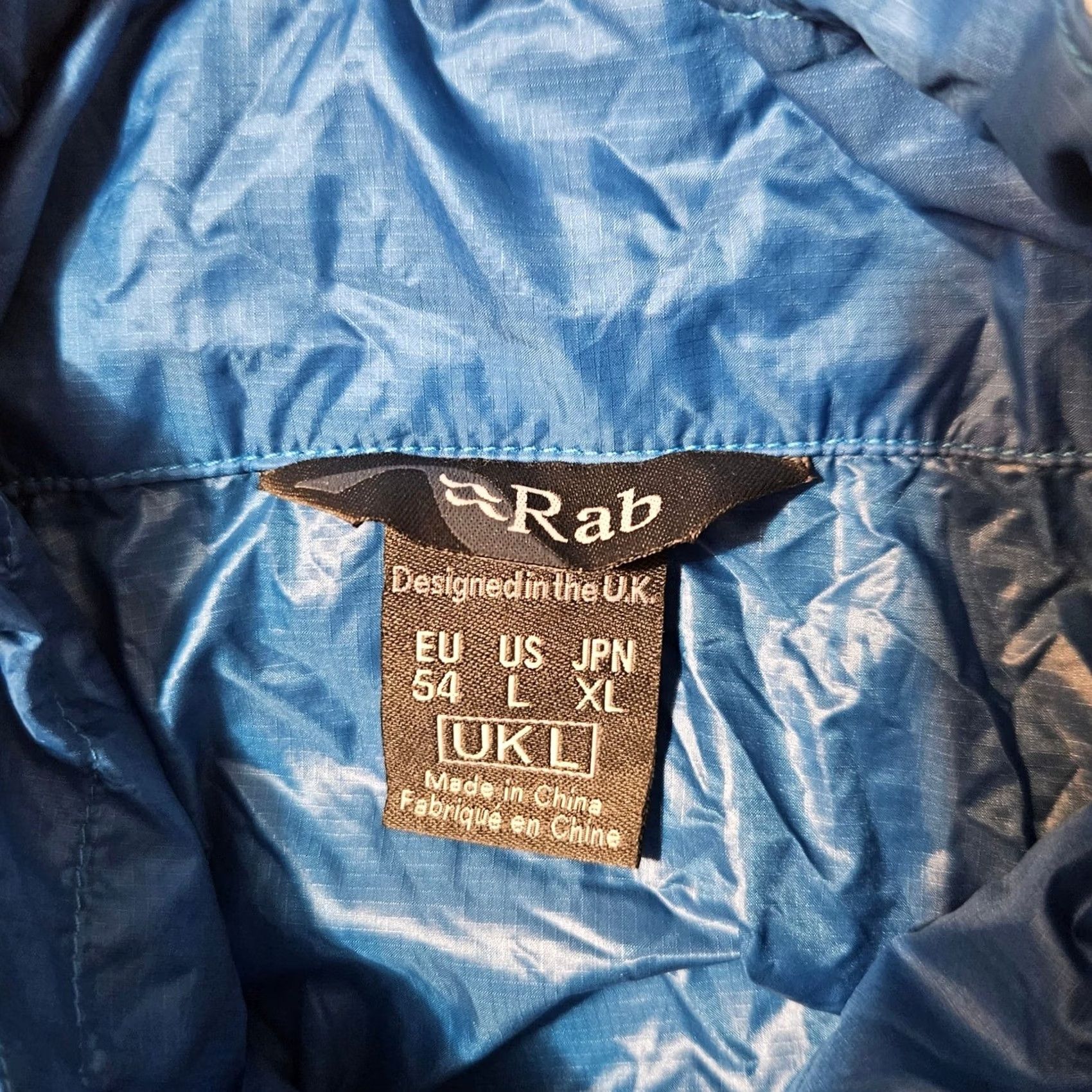 Rab RAB Wind Jacket Men's Large Blue Pertex Ripstop Packable Size US L / EU 52-54 / 3 - 4 Thumbnail