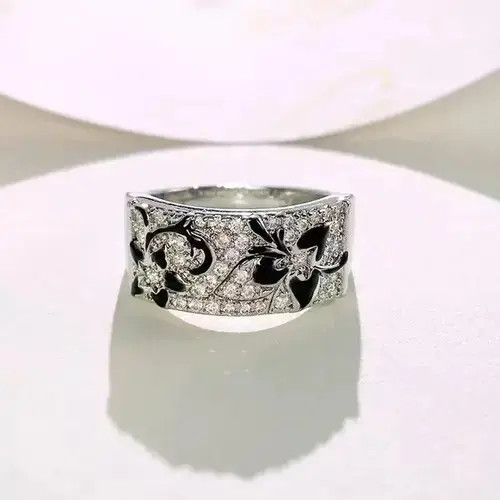 Japanese Brand Black Flower Pattern Finger-ring Size ONE SIZE - 3 Thumbnail