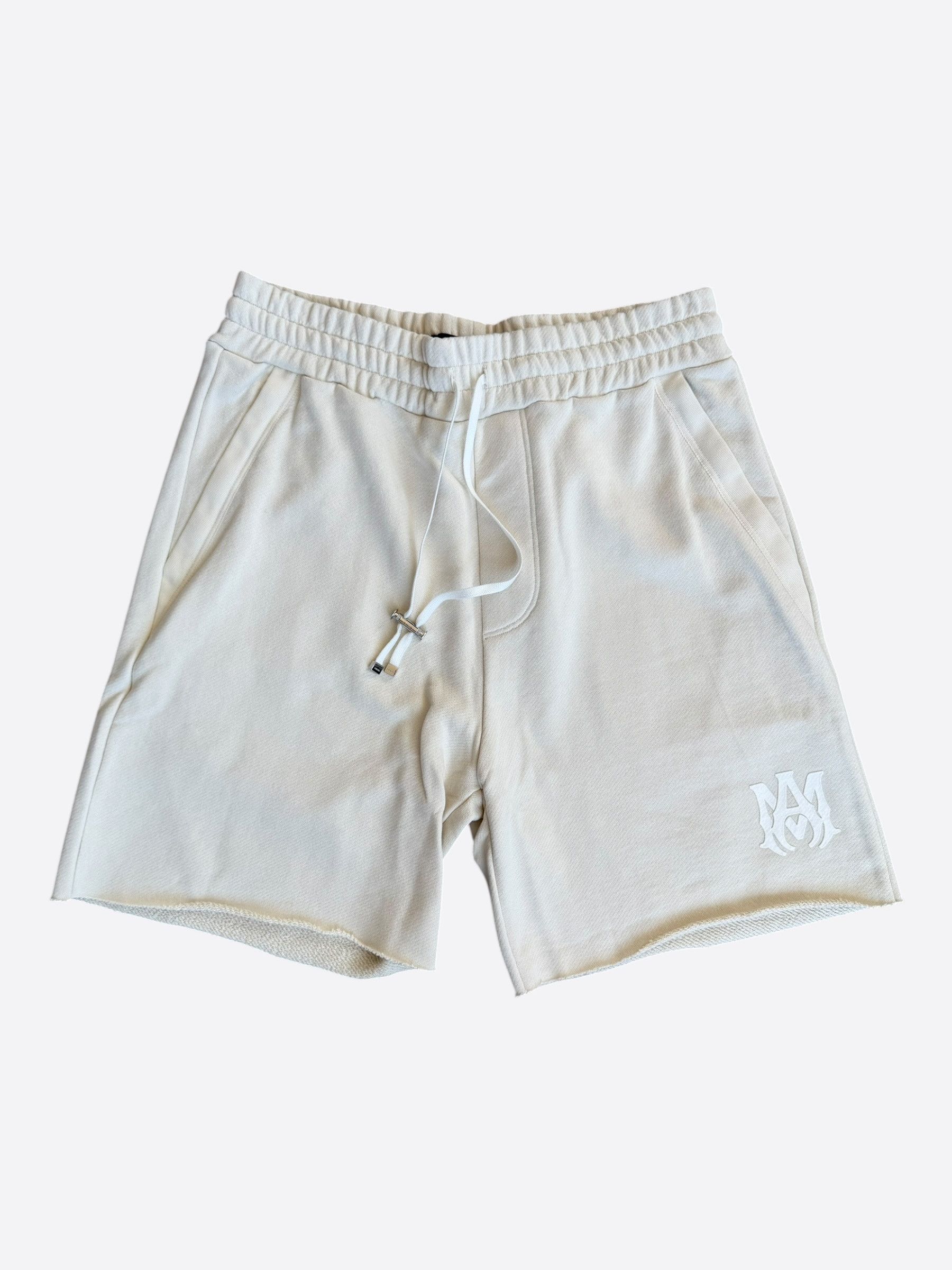 Amiri Amiri Cream & White MA Logo Shorts Size US 38 / EU 54 - 1 Thumbnail