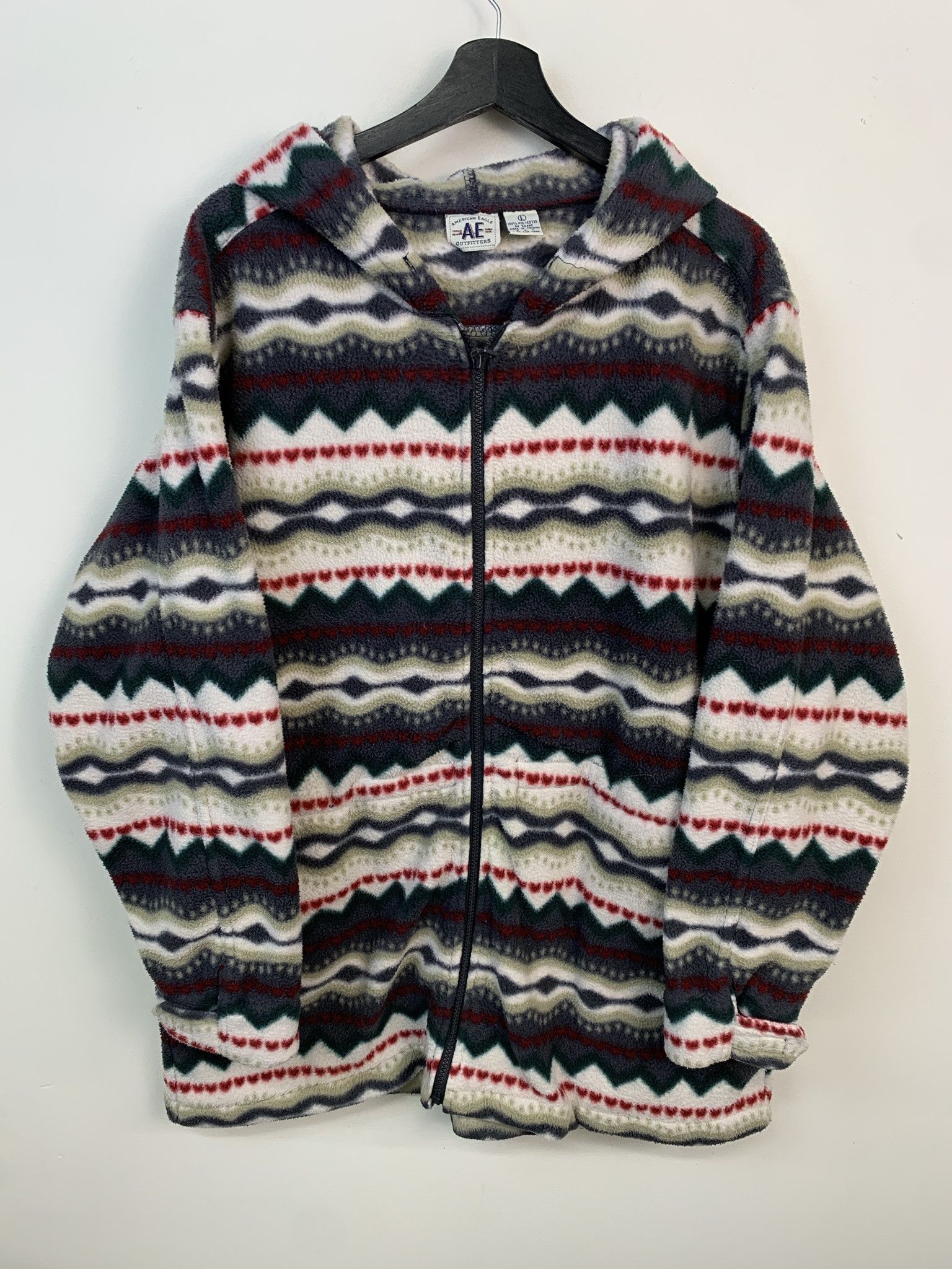 Other Vintage Fleece 1990s All Over Striped Zip Hooded Fleece Sweatshirt Size L Size US L / EU 52-54 / 3 - 1 Thumbnail