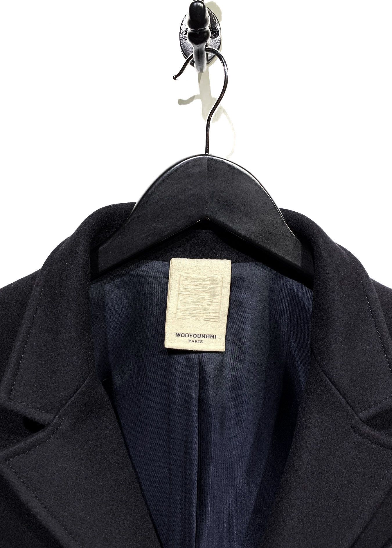 Wooyoungmi Wooyoungmi Navy Wool Blazer Jacket Black Leather Sleeves Size 38R - 8 Thumbnail