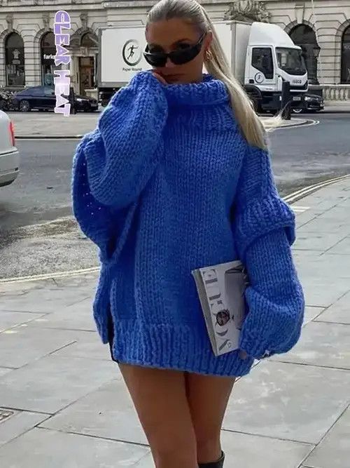 Japanese Brand × Vintage Warm Turtleneck Slit Thick Sweater Women Casual Size ONE SIZE - 1 Thumbnail