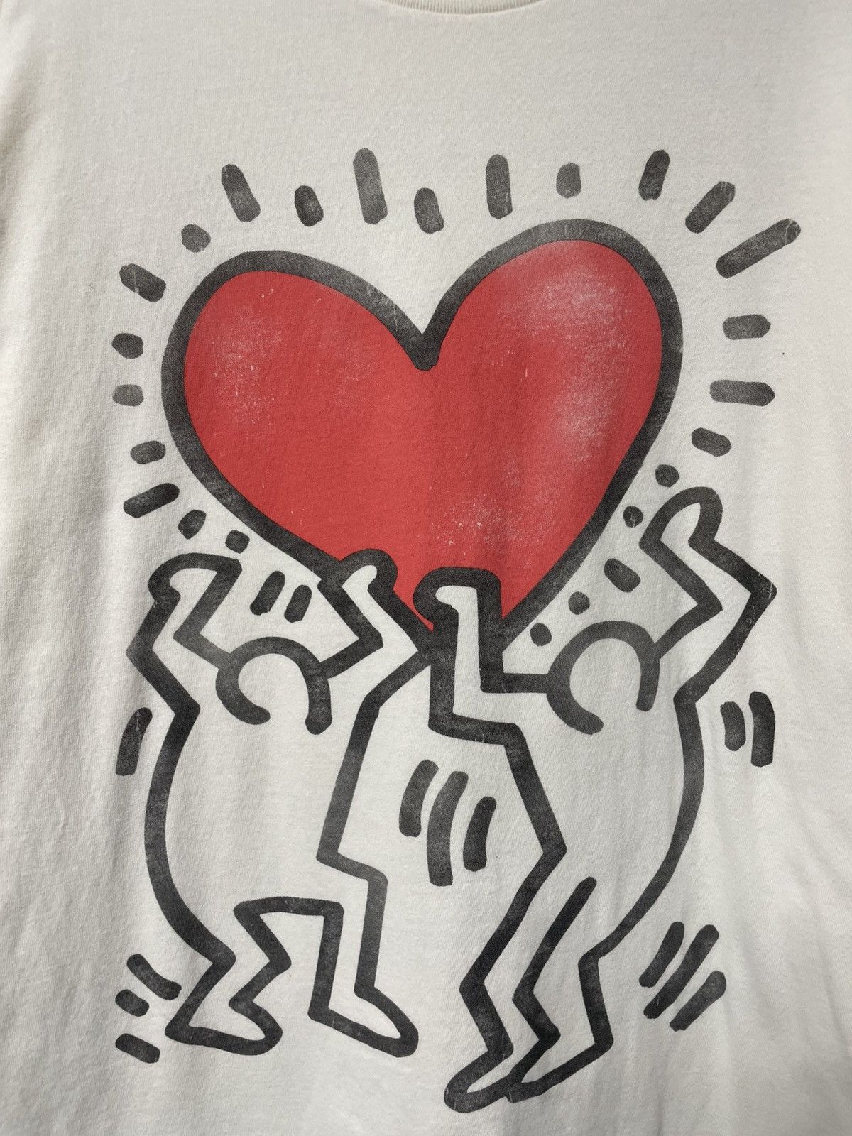 Keith Haring Abercrombie Fitch x Keith Haring Heart White T-Shirt Y2K Size US L / EU 52-54 / 3 - 6 Thumbnail