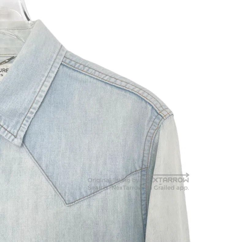 Saint Laurent Paris Saint Laurent Paris Light Blue Stud-Button Cotton Collar L Size US S / EU 44-46 / 1 - 3 Thumbnail