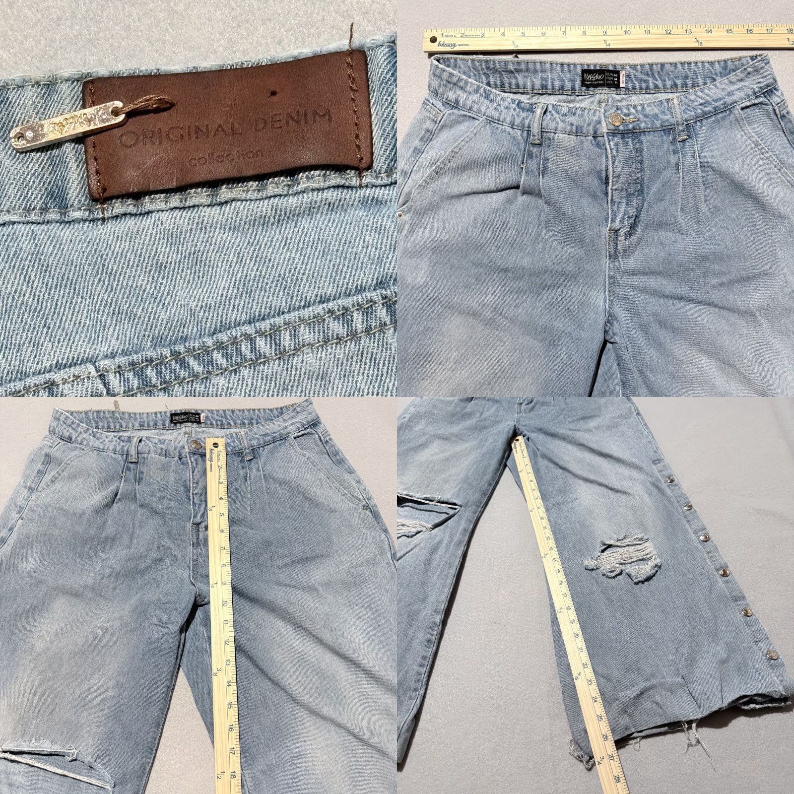Mossimo Mossimo Jeans Women's Light Blue Snap Buttons Frayed Distressed Wide-Leg - 14 Size 36" / US 14 / IT 50 - 9 Thumbnail
