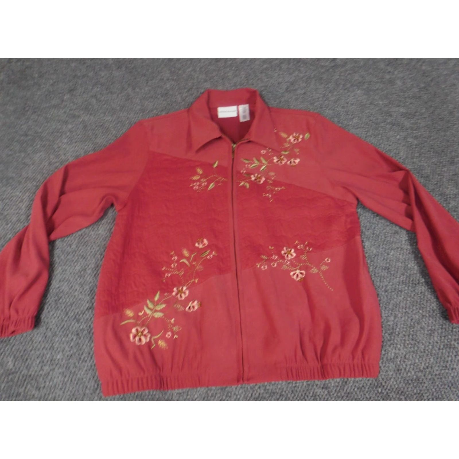 Vintage Alfred Dunner Jacket Womens Medium Pink Floral Full Zip Stretch Knit Embroidered 14 Regular Fallout Peanuts Model N/A No - Size XL / US 12-14 / IT 48-50 - 2 Thumbnail