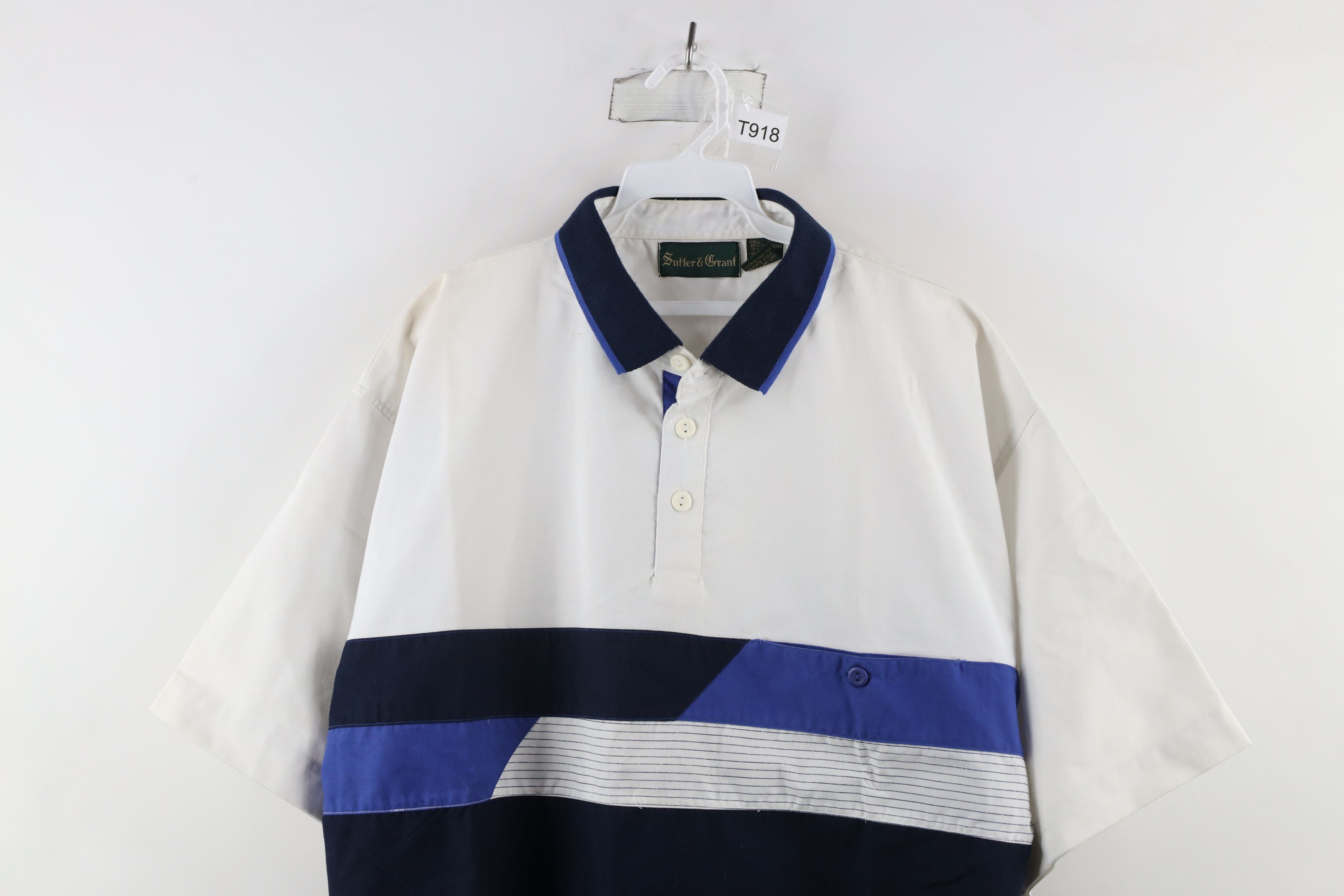 Vintage Vintage 90s Streetwear Block Collared Pullover Polo Shirt Size US L / EU 52-54 / 3 - 2 Thumbnail