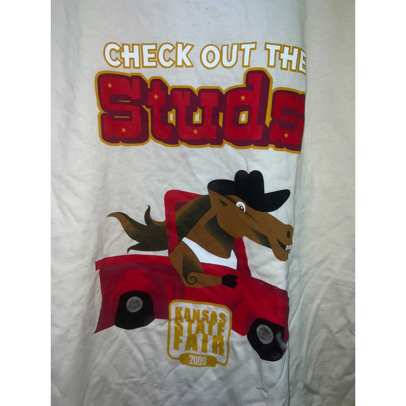 Gildan 2000's State Fair Shirt Kansas Check Out The Studs Horse Tee Size US L / EU 52-54 / 3 - 3 Thumbnail
