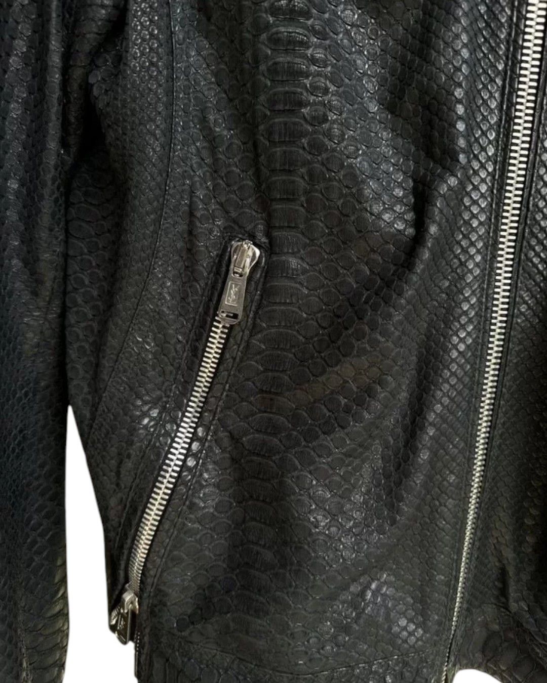 Yves Saint Laurent REAL PYTHON SKIN LEATHER BOMBER JACKET Size US L / EU 52-54 / 3 - 6 Thumbnail