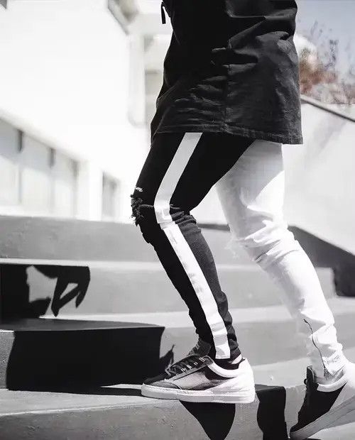 Japanese Brand Men Stylish Ripped Jeans Pants Biker Skinny Slim Size US 33 - 4 Thumbnail