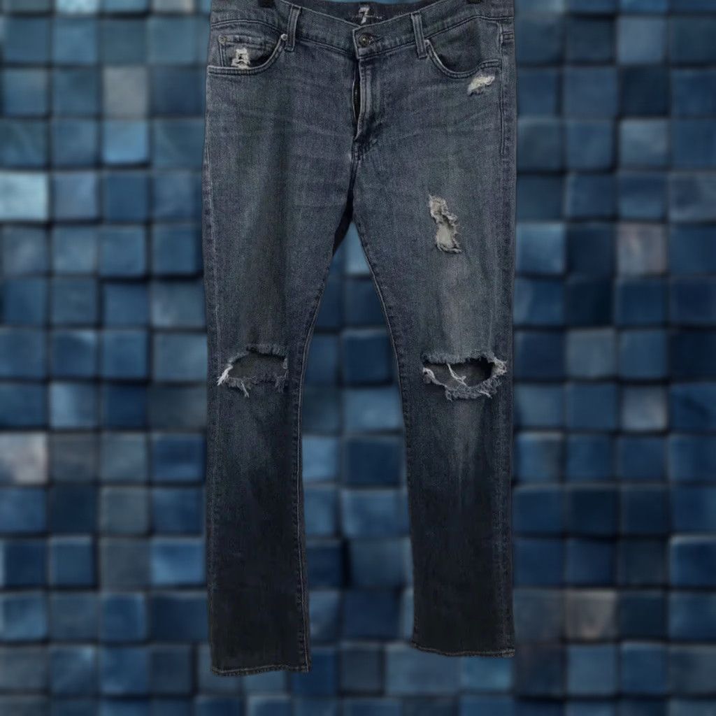7 For All Mankind Men's 7 For All Mankind Slimmy Jeans Distressed Blue Denim 34x31 Bootcut Size 34 Regular Mens Jeans Distressed Blue Denim 7 For All Mankind Slimmy Size US 34 / EU 50 - 1 Thumbnail