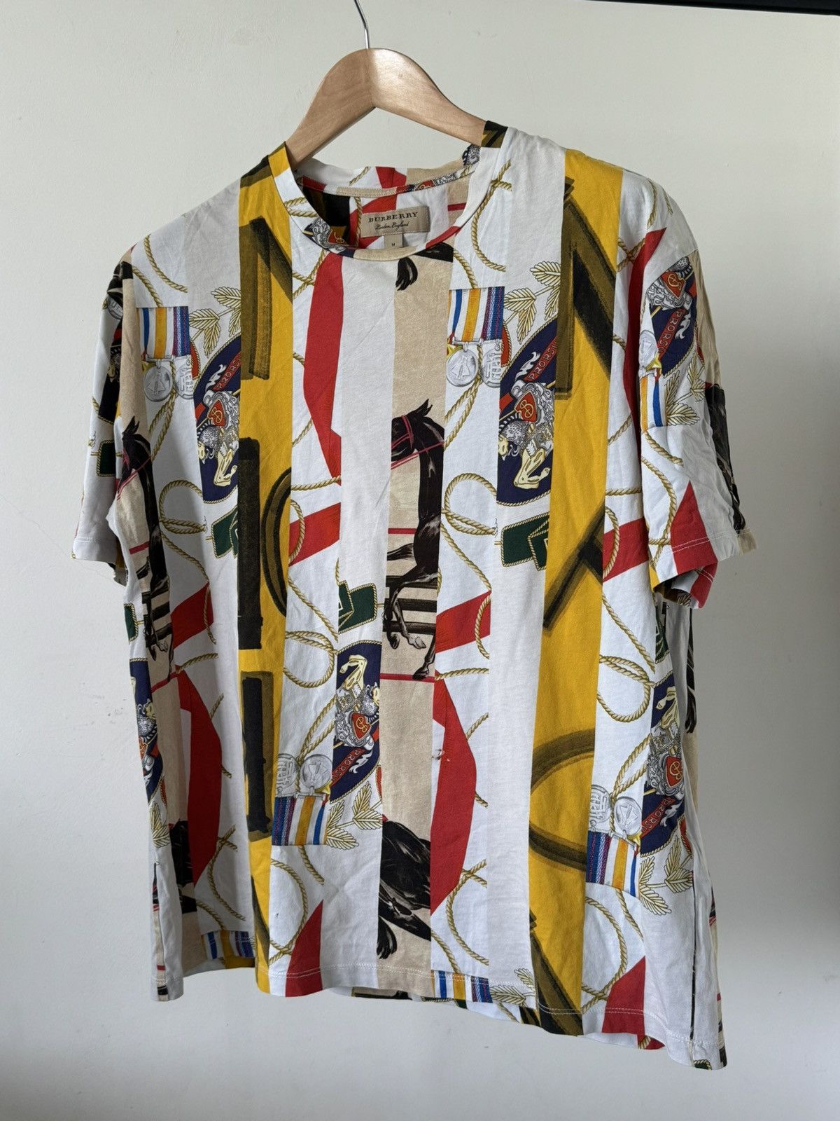 Burberry Burberry Georgeston Graphic Stripped Cotton T-Shirt Size US M / EU 48-50 / 2 - 1 Thumbnail