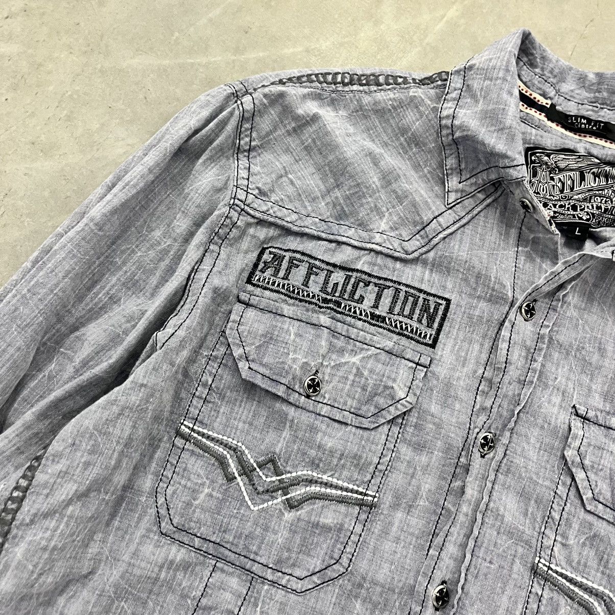 Affliction × Vintage Y2K Affliction Button Up Long sleeve Garage racing dress T Size US L / EU 52-54 / 3 - 4 Thumbnail