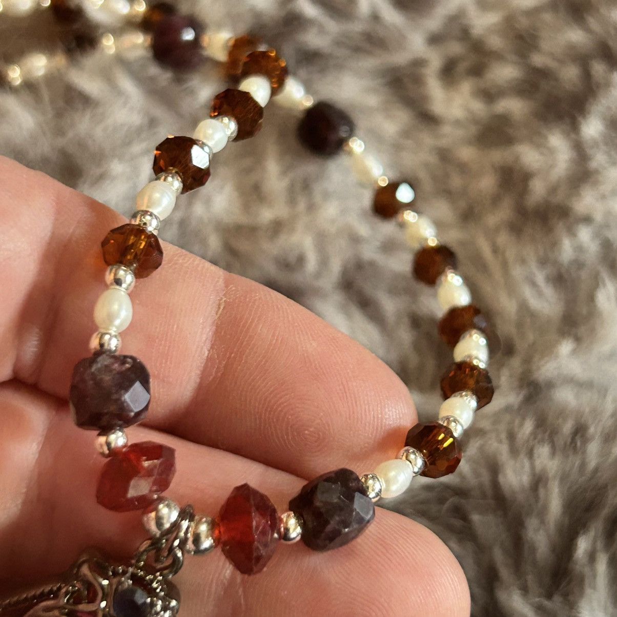Handmade Handcrafted repurposed glass pearl garnet bead necklace Size ONE SIZE - 6 Thumbnail