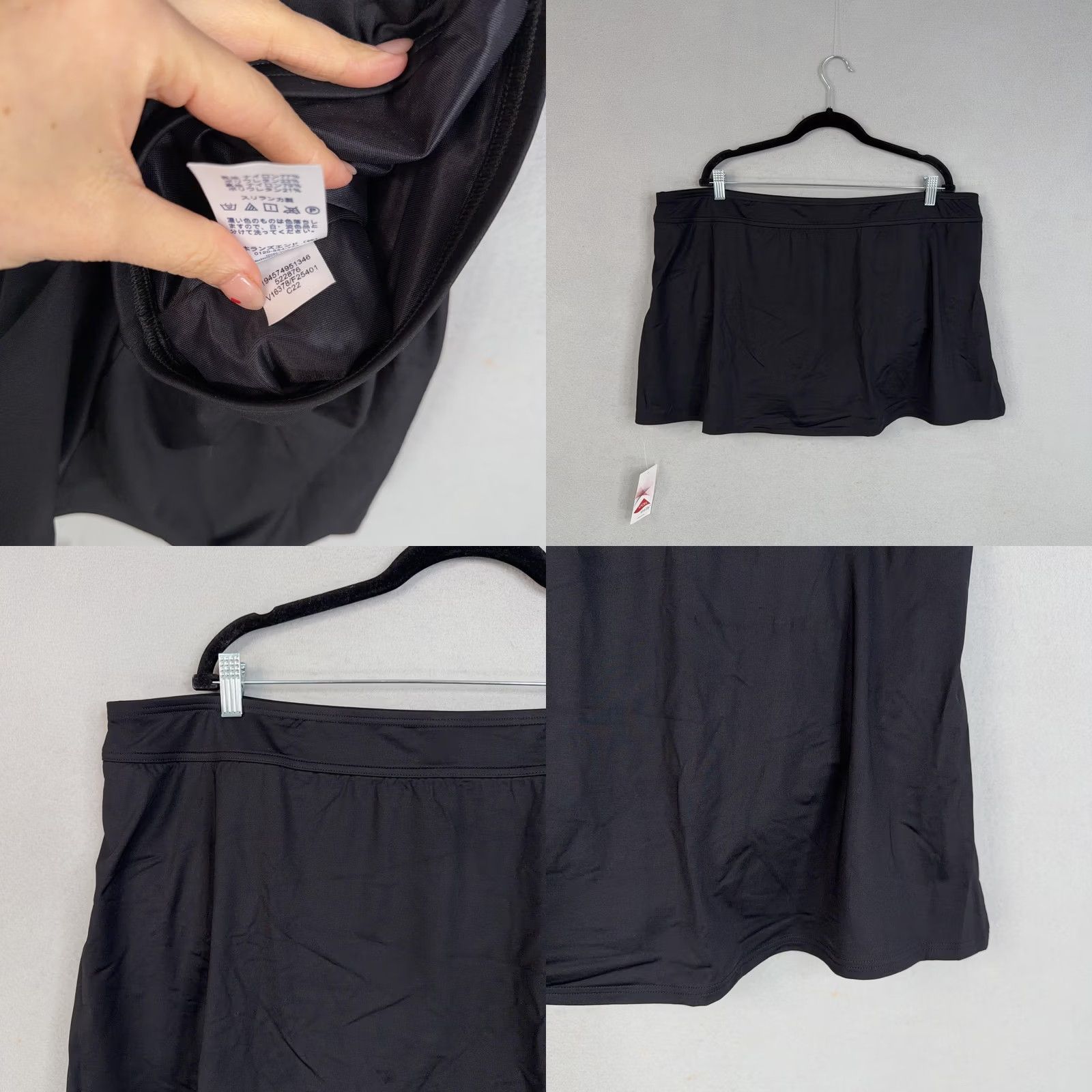 Lands' End Lands' End Swim Skirt Womens 22W Black Built In Brief Elastic Waist Swimwear Xtra Size 40" / US 18 - 8 Thumbnail