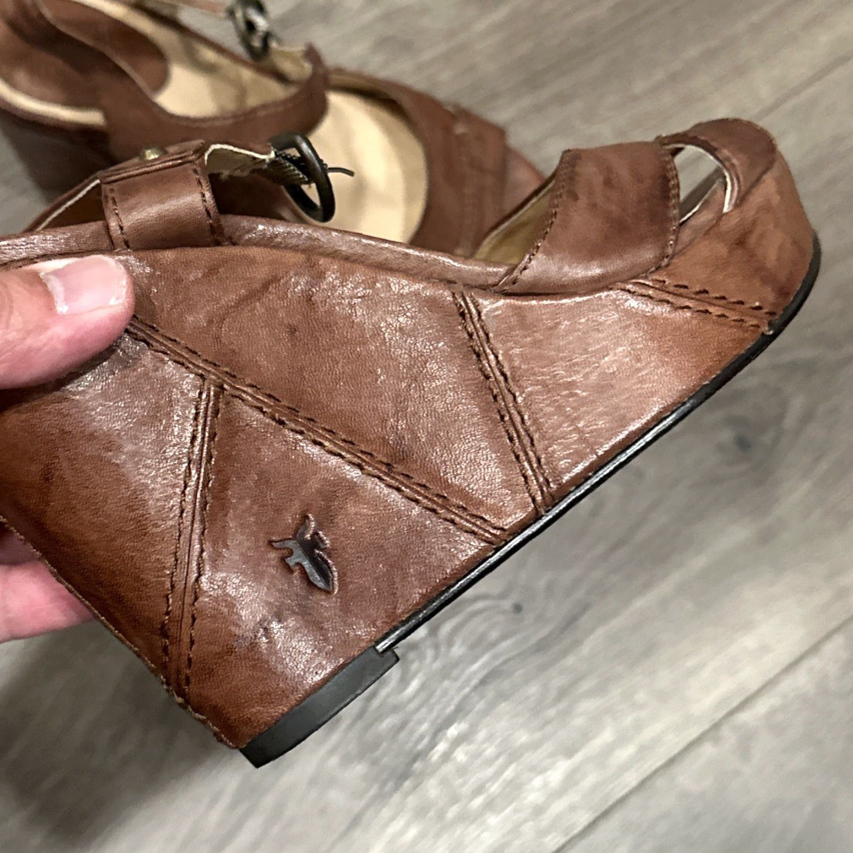 Frye FRYE Corrina Campus Wedge Sandals Size 7.5 Brown Leather Women Size US 7.5 / IT 37.5 - 4 Thumbnail