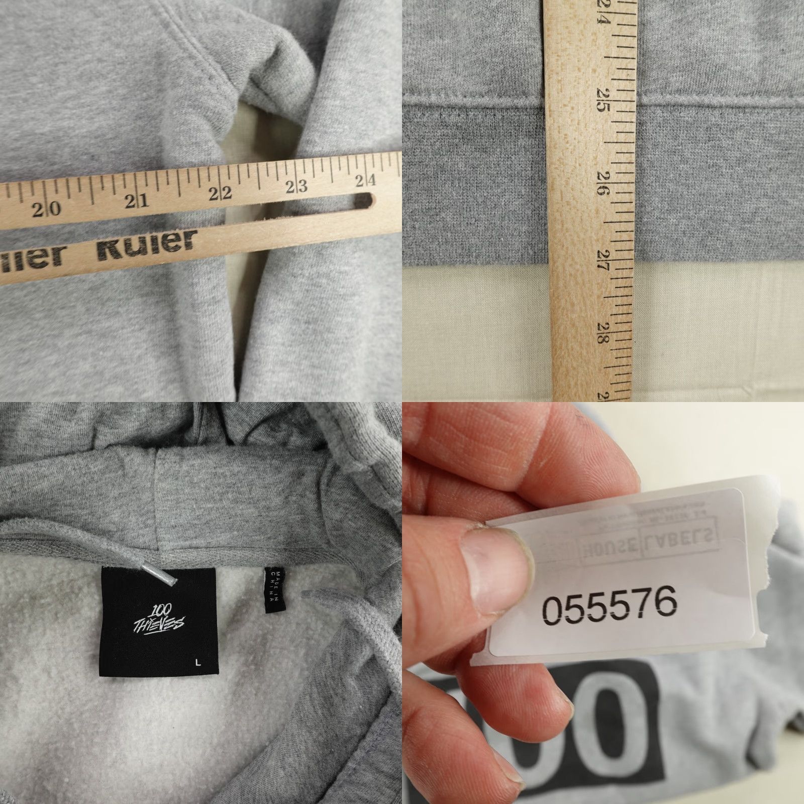 100 Thieves VINTAGE 100 Thieves Hoodie Men Large Gray Black Pullover Sweatshirt Knit Logo Graphic Print Hooded Pockets Mens Size US L / EU 52-54 / 3 - 8 Thumbnail