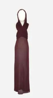 Saint Laurent Paris oc11z1025 Robe Voile Jersey Dress in Bordeaux Size XS / US 0-2 / IT 36-38 - 1 Thumbnail