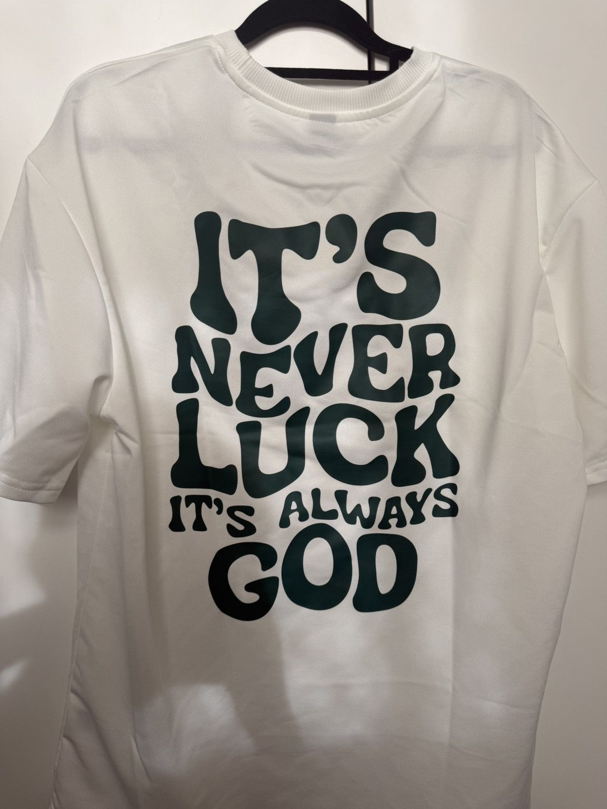 Other white & green "It's never luck it's always God" t-shirt Size US M / EU 48-50 / 2 - 1 Thumbnail