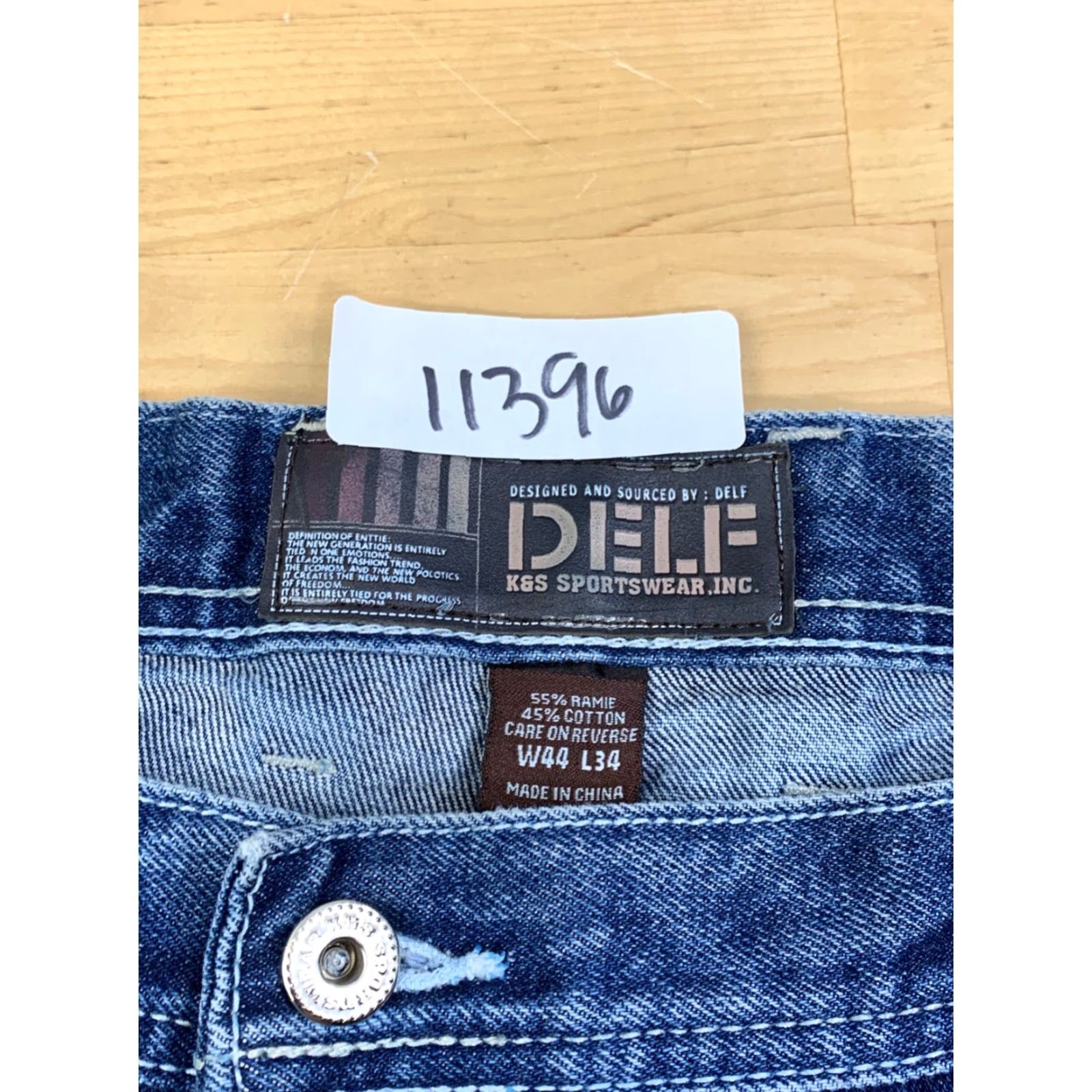 Denime VINTAGE Delf Denim Jeans Mens 44x34 Blue Baggy Skater Goth Y2K 11396 Size US 44 / EU 60 - 3 Thumbnail