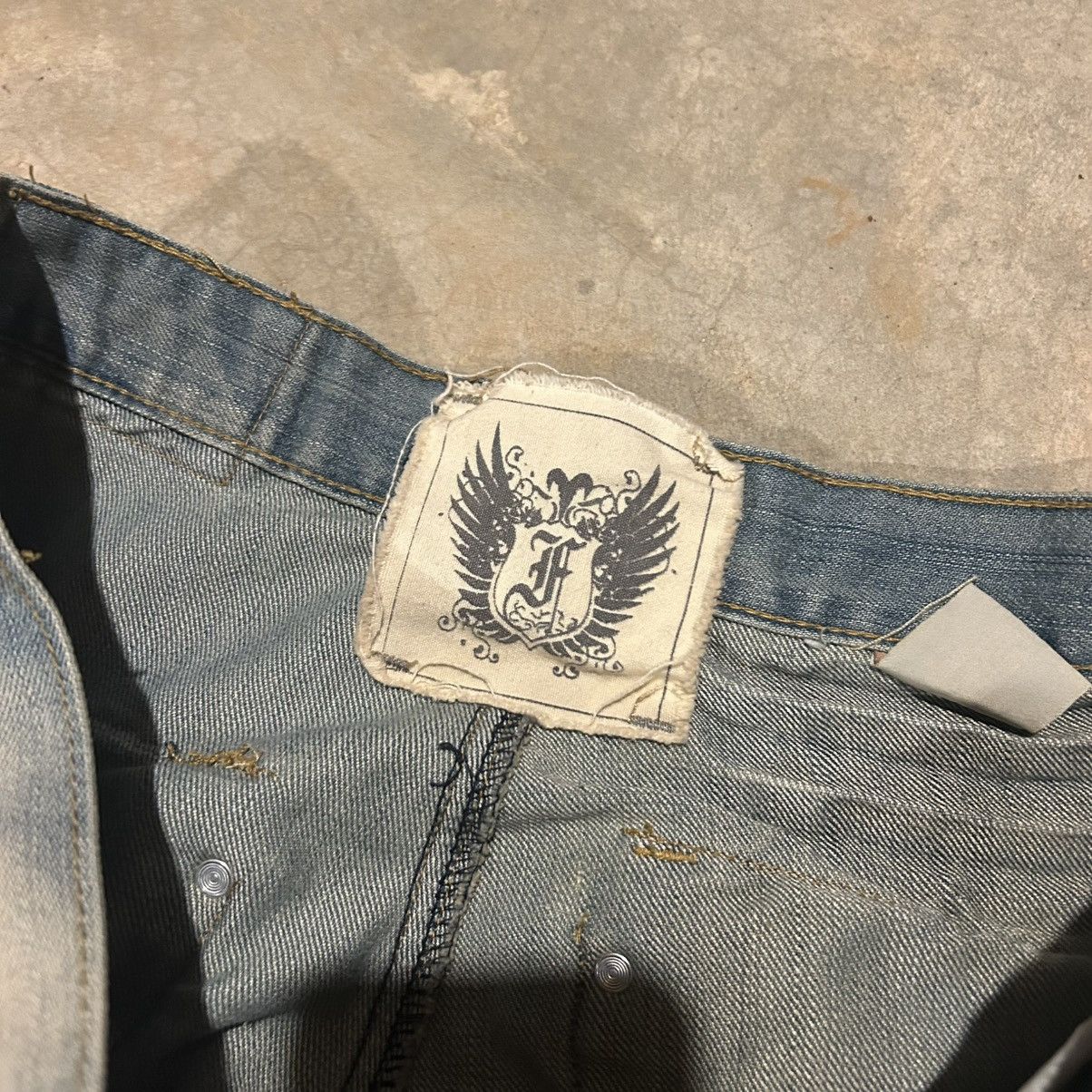 Japanese Brand × Vintage Crazy Vintage Y2K Faded Flap Pocket Baggy Jeans Cyber Skater Size US 34 / EU 50 - 11 Thumbnail