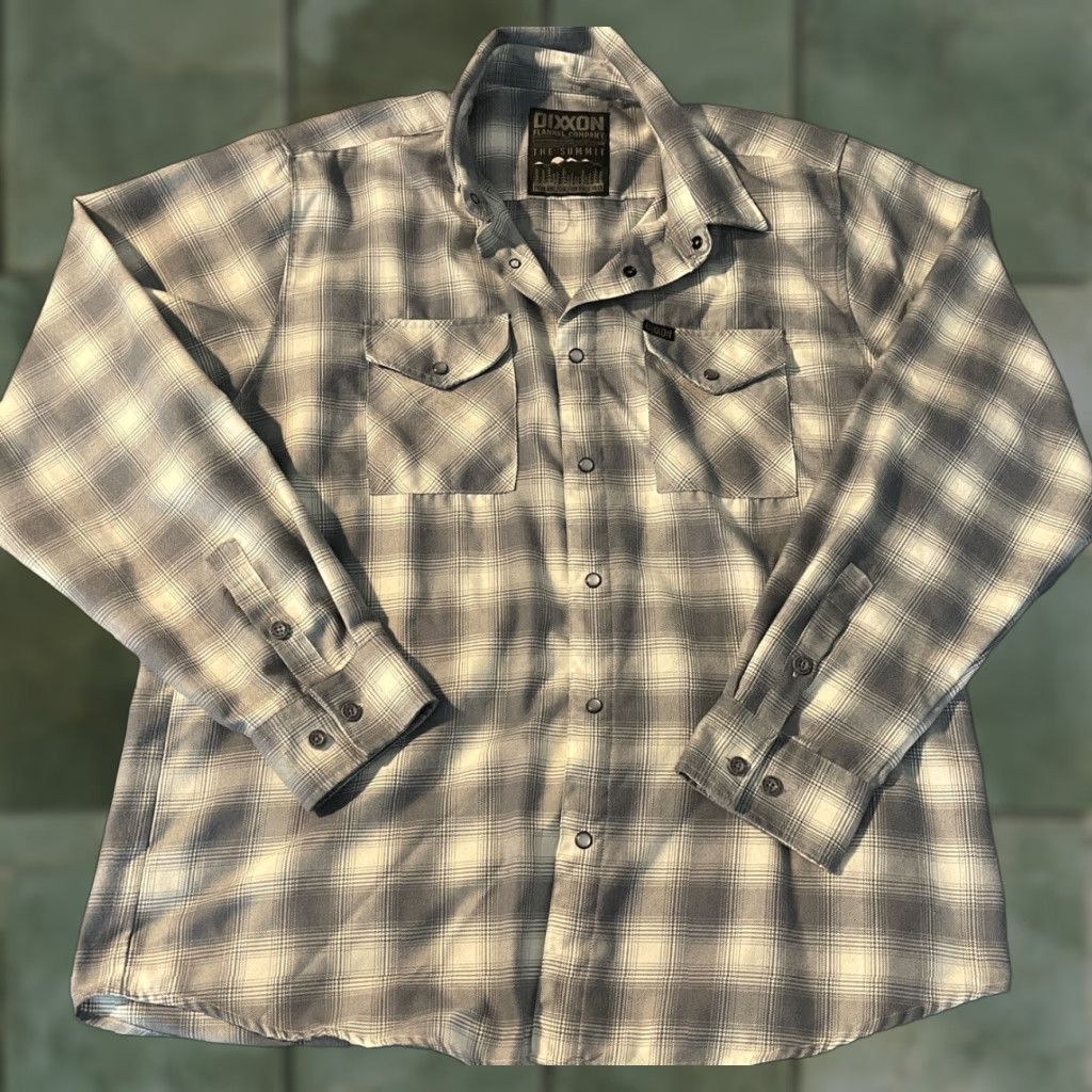 Vintage VINTAGE Dixxon Flannel SHIRT XL Grey White Plaid Mens Casual Limited Edition Summit Size US XL / EU 56 / 4 - 1 Thumbnail
