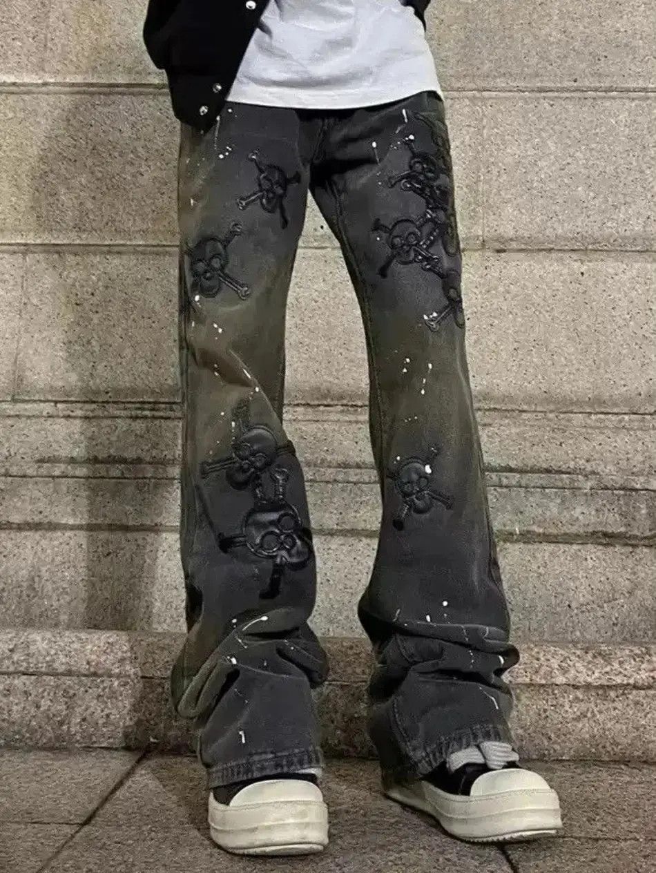 Japanese Brand Avant garde retro skull paint splattered jeans pants Size US 32 / EU 48 - 6 Thumbnail