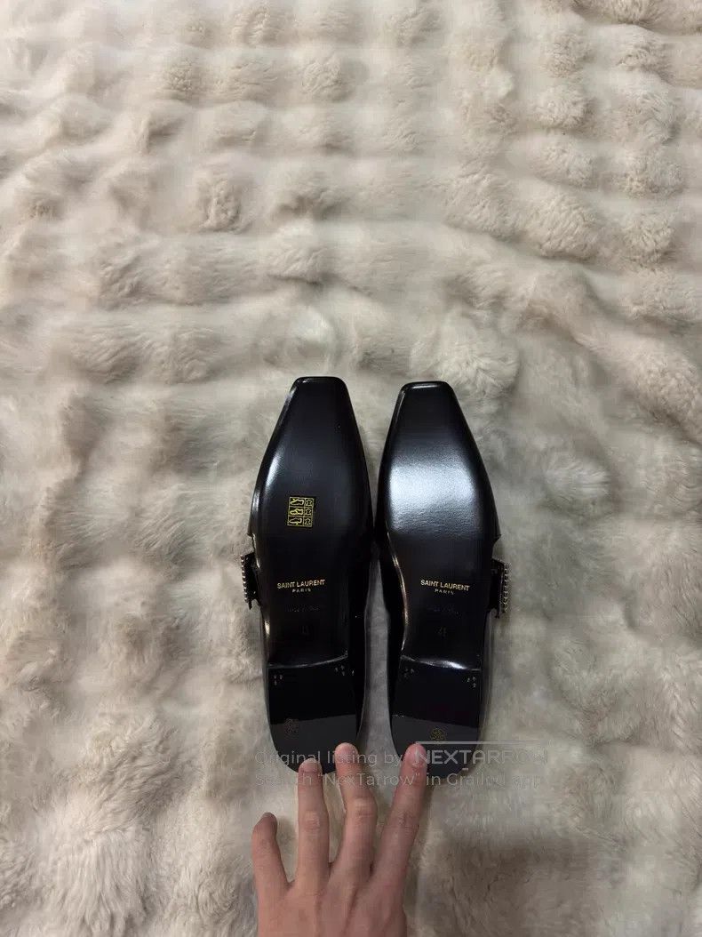 Saint Laurent Paris Saint Laurent Paris Crystal Buckle Loafers Leather Shoes Size US 8 / EU 41 - 6 Thumbnail