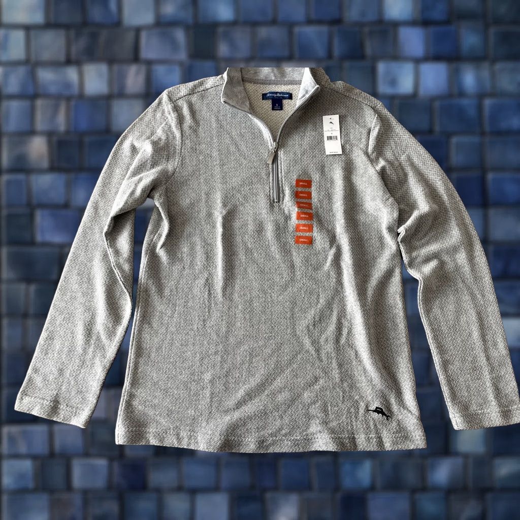 Tommy Bahama Tommy Bahama Shirt Men S Gray 1/4 Zip Pajama Top Sweatshirt Loungewear Geometric Logo Embroidered Slide Sleepwear Size US S / EU 44-46 / 1 - 1 Thumbnail