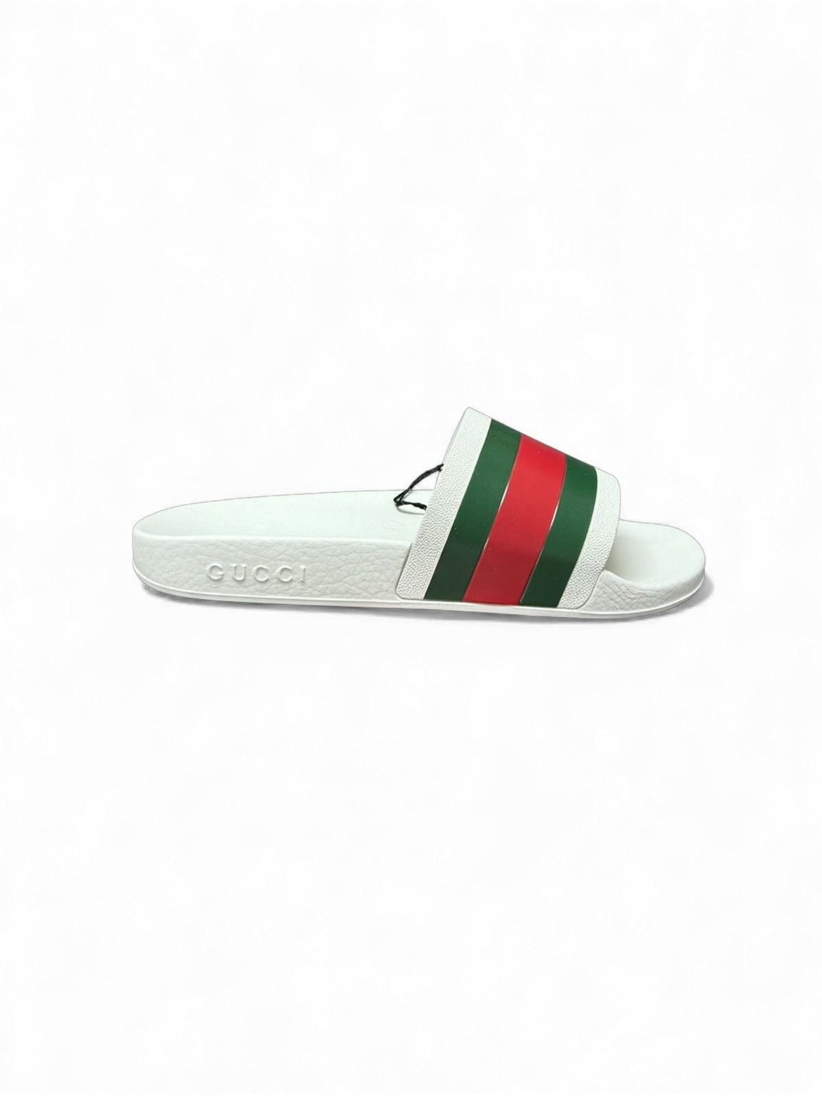 Gucci Pursuit 72 White Pool Slides Green Red Web Stripe Size 11 Gucci Pursuit Pool Slides Web Stripe White Size 8G BNIB main image 3