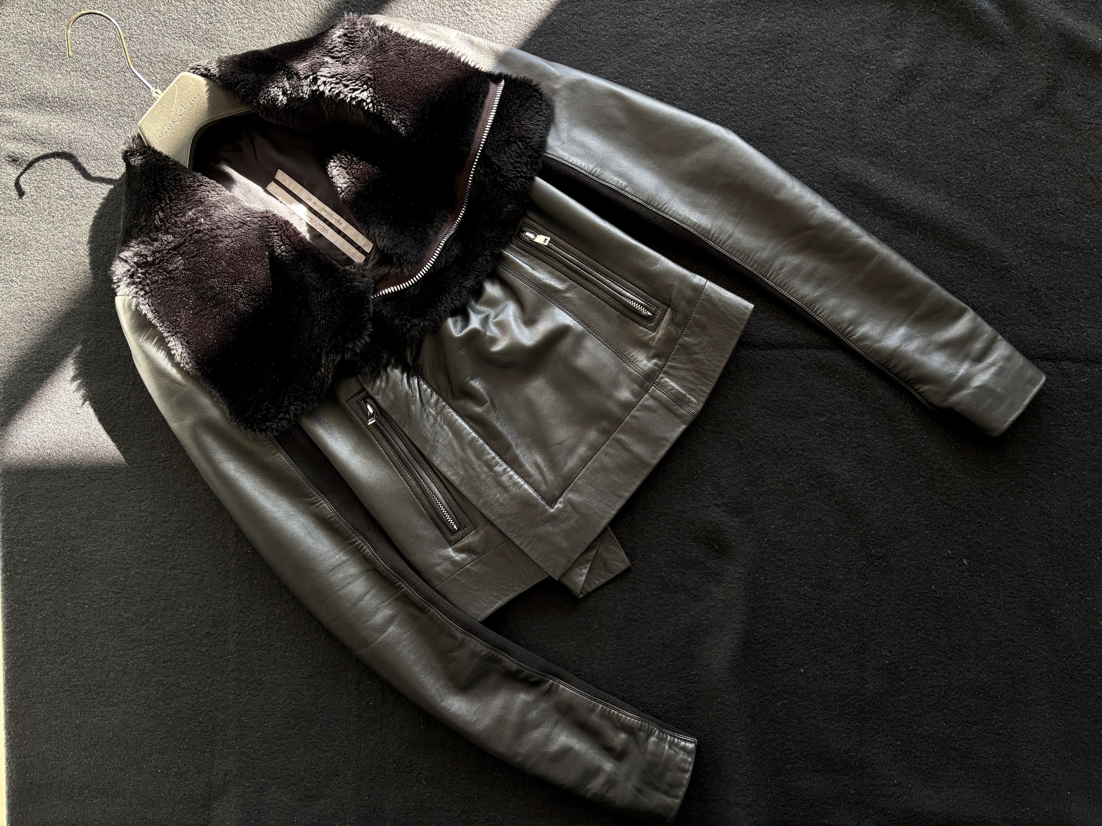 Rick Owens Rick Owens Black Lambskin&Fur Classic Biker Jacket IT38 Size XS / US 0-2 / IT 36-38 - 5 Thumbnail