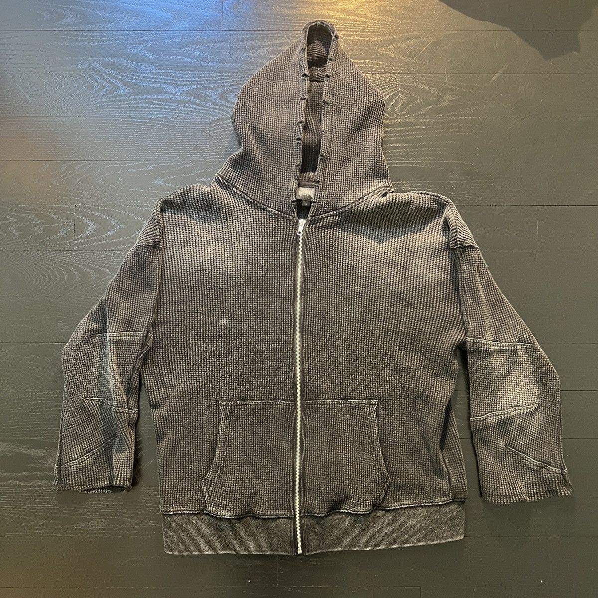 Vintage XWore Faded Black Waffle Zip Hoodie Size US L / EU 52-54 / 3 - 1 Thumbnail