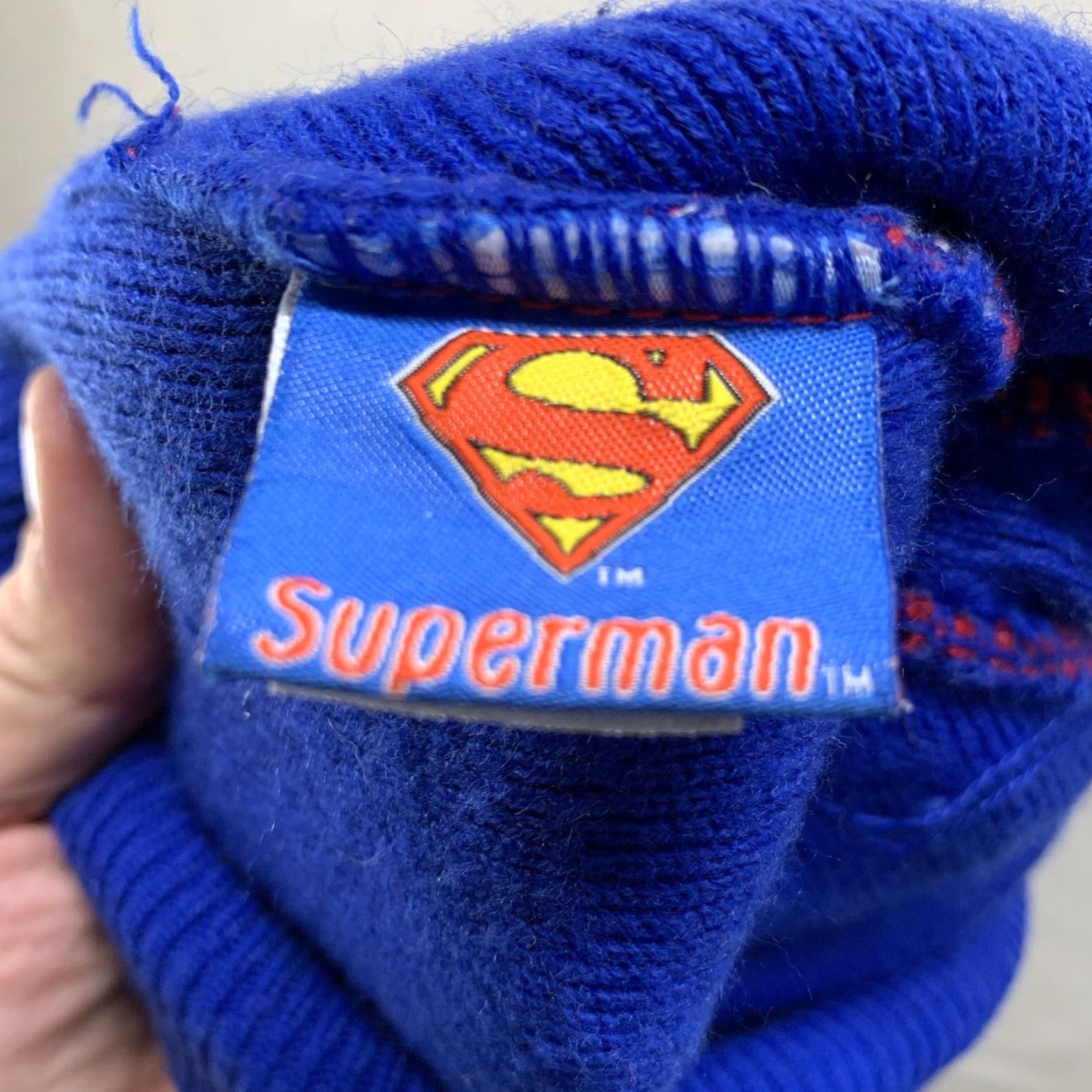 DC Comics DC Comics Superman Beanie Knit Multicolor Striped One Size 80s Winter Unisex Adults Size ONE SIZE - 7 Thumbnail