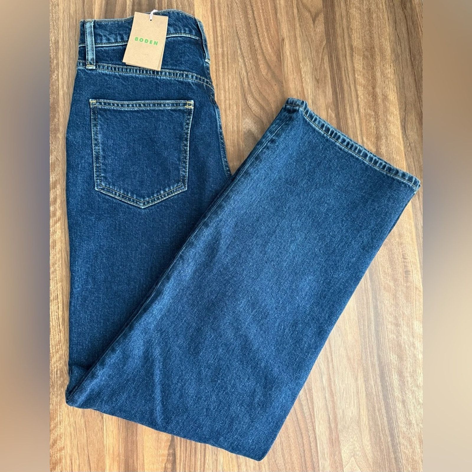 Boden Boden High Rise Wide Straight Leg Dark Wash Jeans Size 28" / US 6 / IT 42 - 5 Thumbnail