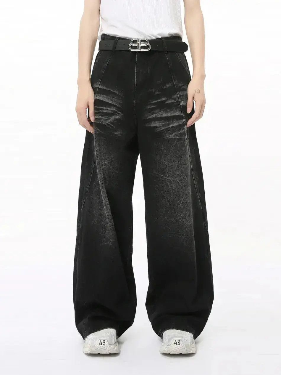 Japanese Brand Retro wide leg cat whisker jeans Size US 32 / EU 48 - 6 Thumbnail
