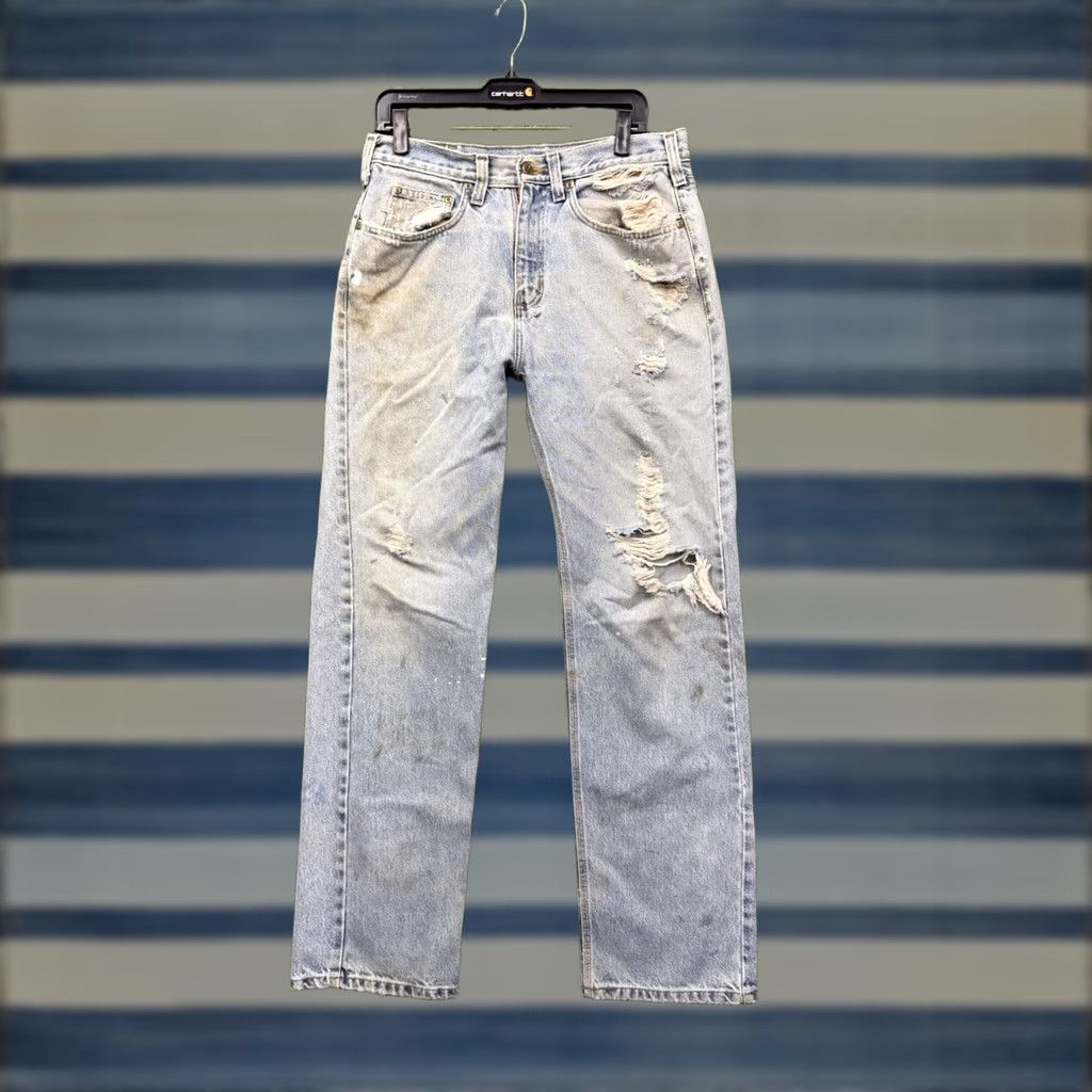 Carhartt Carhartt Jeans Mens 32x32 Relaxed Fit Light Wash Denim Workwear Blue 5-Pocket Design Mens Regular Jeans Size US 32 / EU 48 - 1 Thumbnail