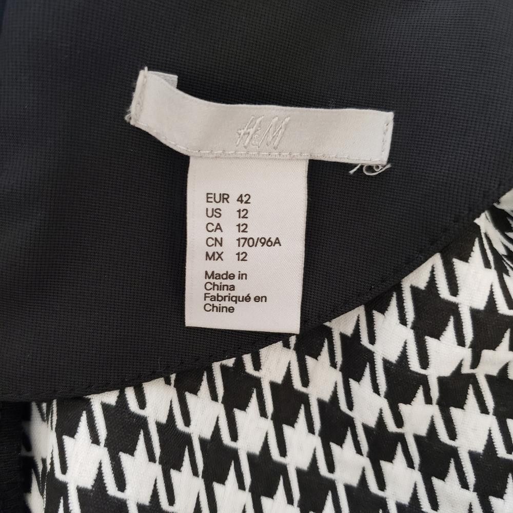 H&M CT421 H & M Ladies Black & White Midi Long Sleeve Dress 12 Size XL / US 12-14 / IT 48-50 - 5 Thumbnail