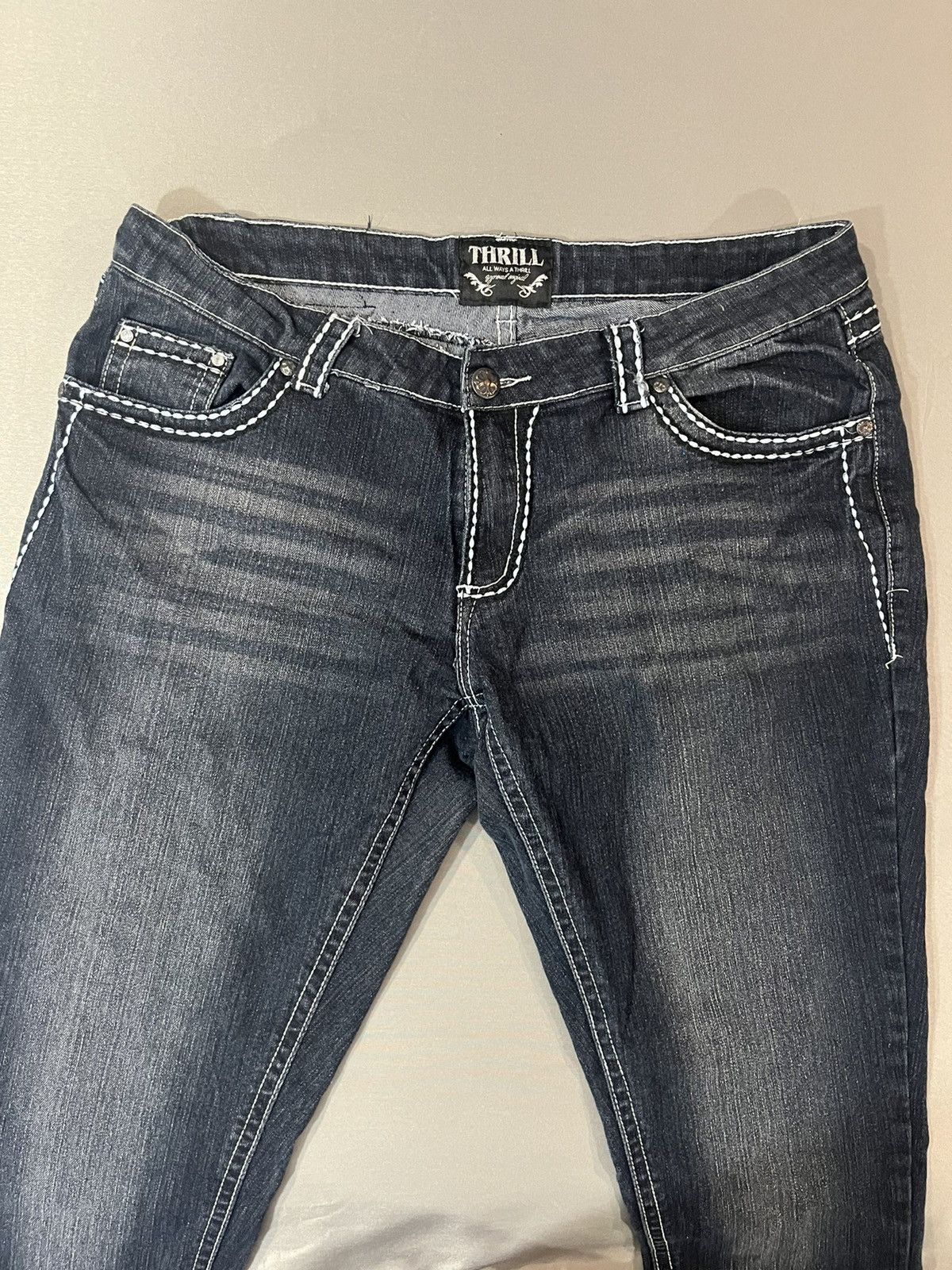 Been Trill Womens Y2K Rinestone Trill Low Rise Bootcut Jeans Size 38" / US 16 / IT 52 - 2 Thumbnail