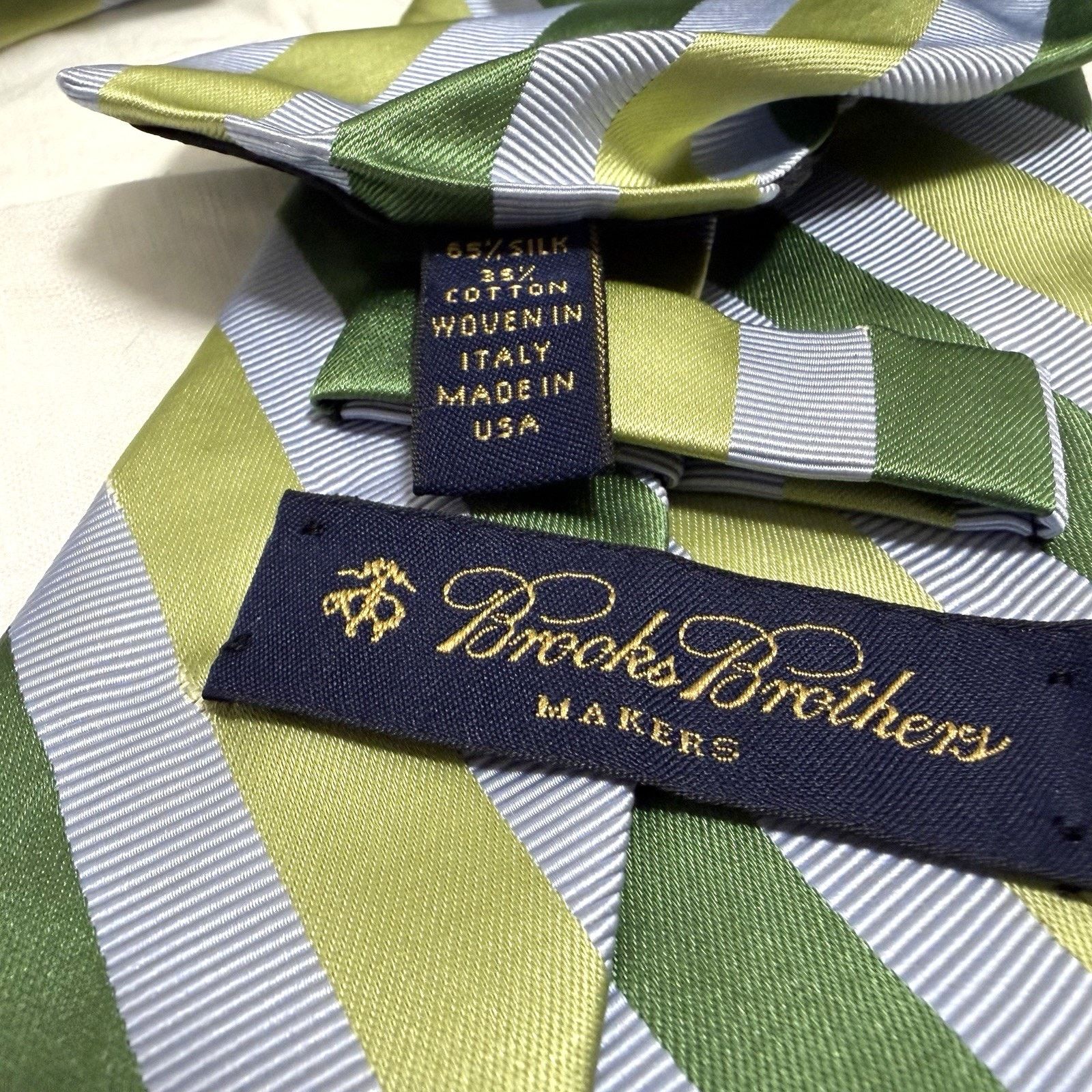 Brooks Brothers Brooks Brothers Makers Green/Blue Stripe Silkblend Tie 2000s Size ONE SIZE - 3 Thumbnail